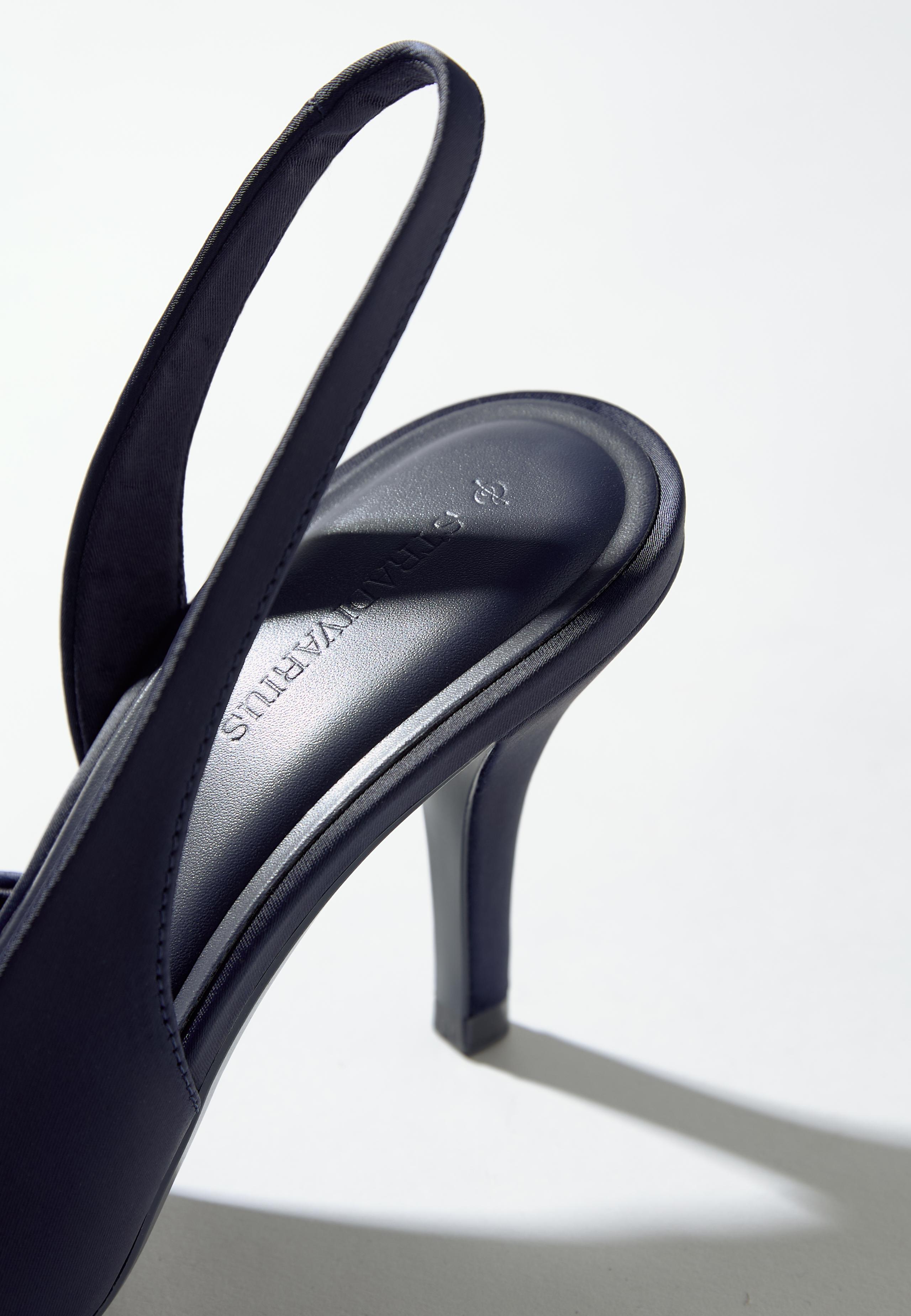 Satin effect heeled shoes — BLUE