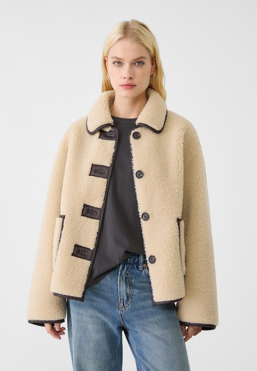 Reversible faux shearling lined jacket