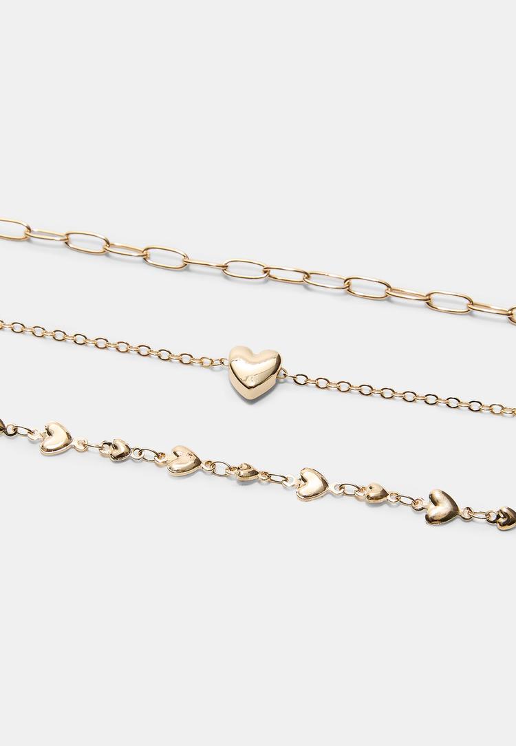 3lu kalp lariat kolye seti