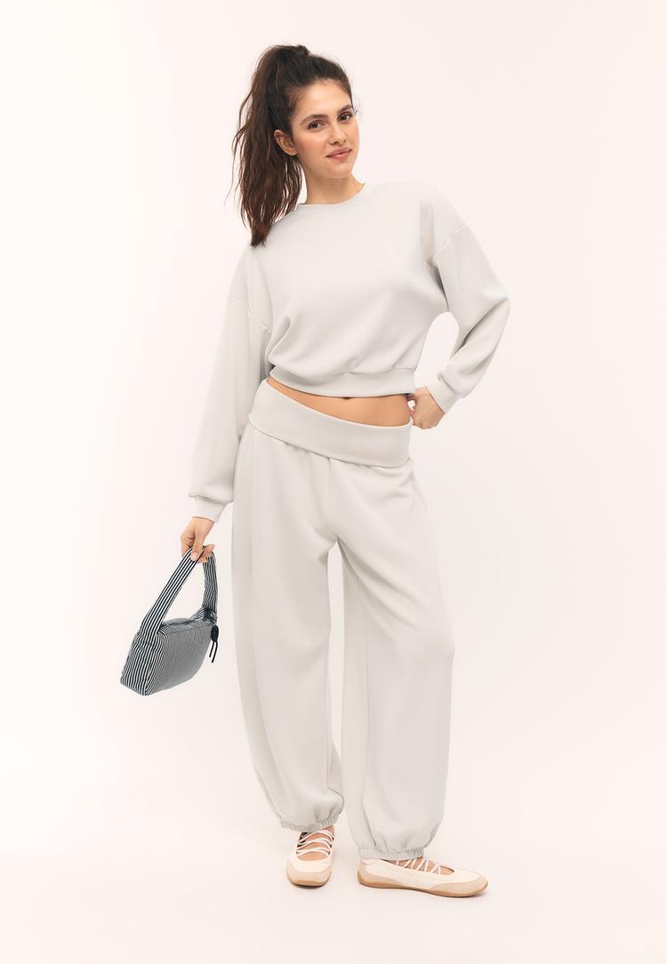 soft touch balloon jogger trousers with turn up waist