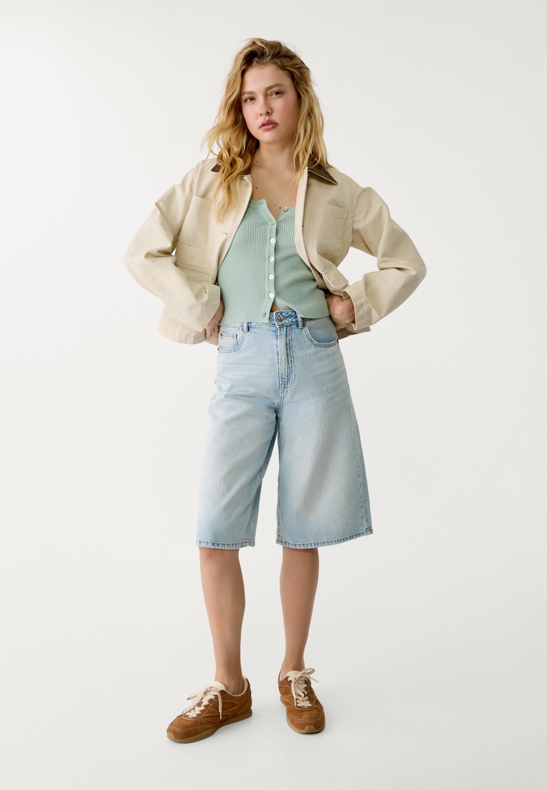 STRADIVARIUS Short en jean Dames Pantalon court T EU 38