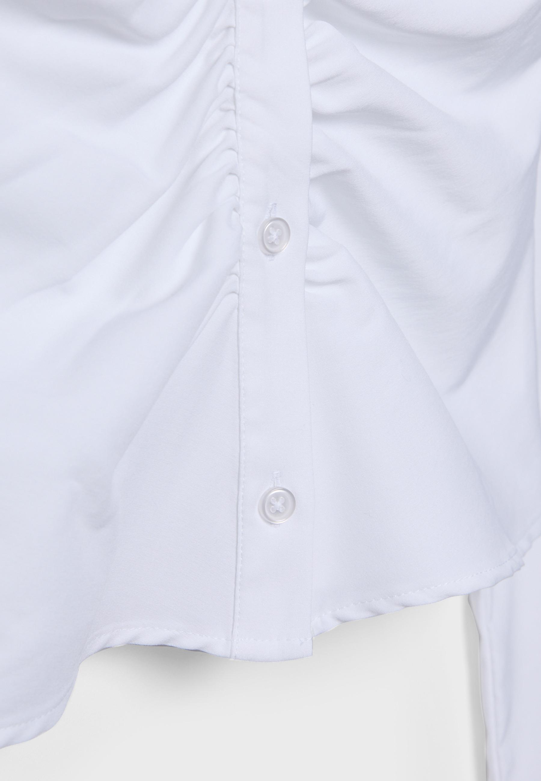 Plain gathered shirt — White