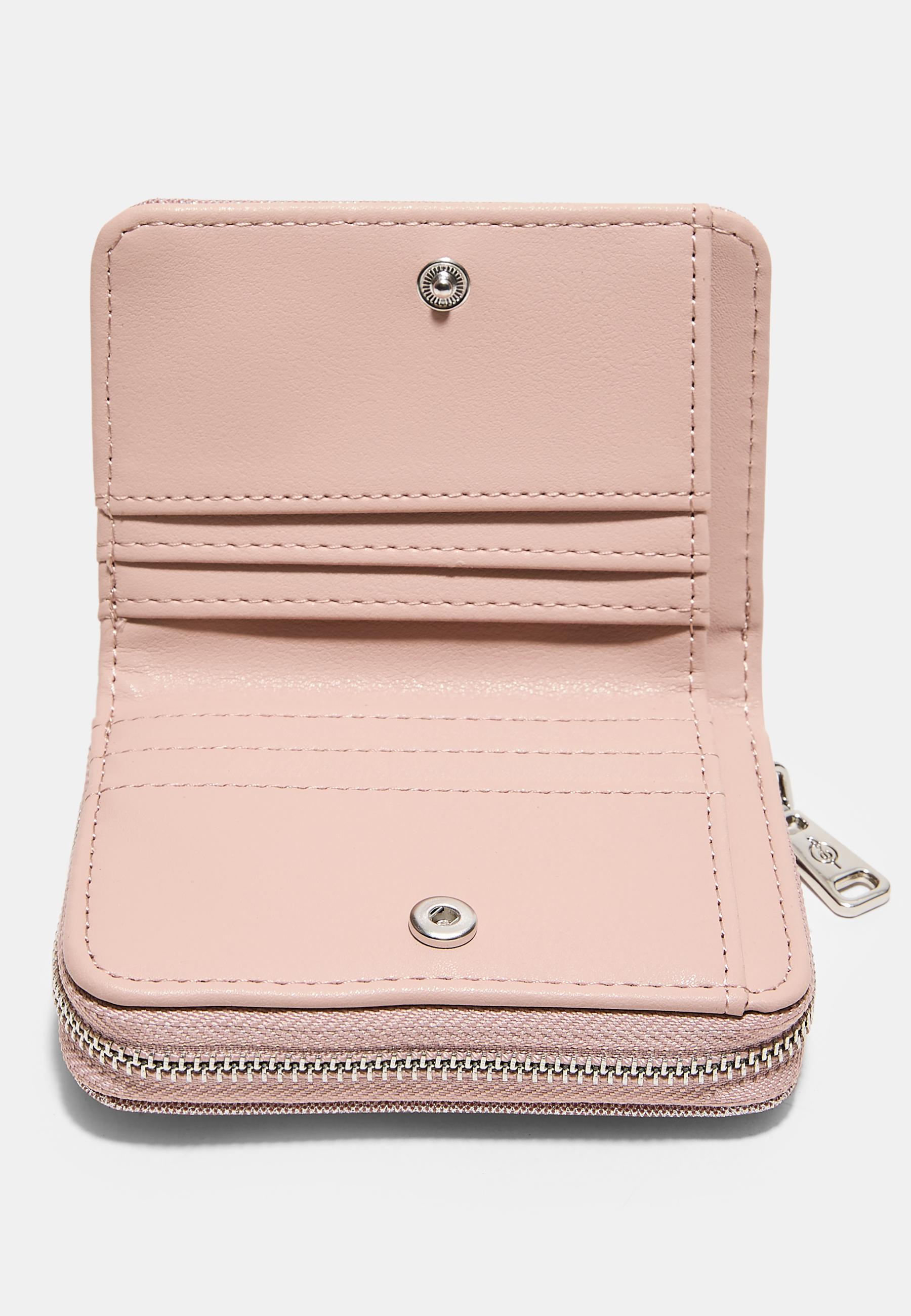 SHIMMERY ZIP-UP PURSE — Pastel pink