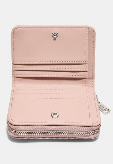SHIMMERY ZIP-UP PURSE — Pastel pink 3