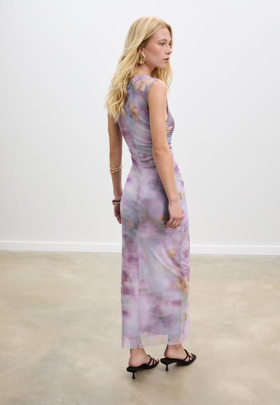 lange jurk met tule print