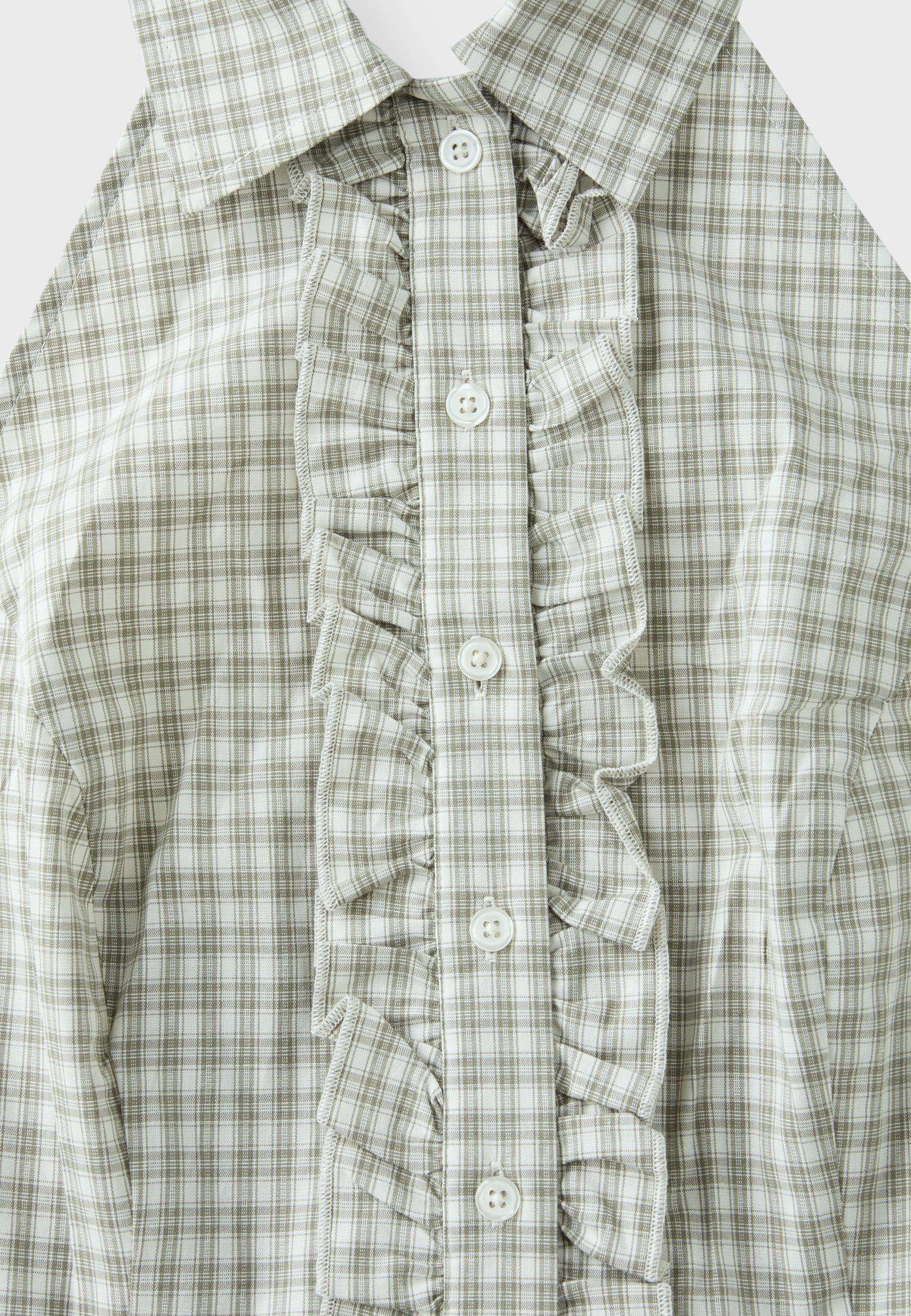 Checked halter top — Khaki