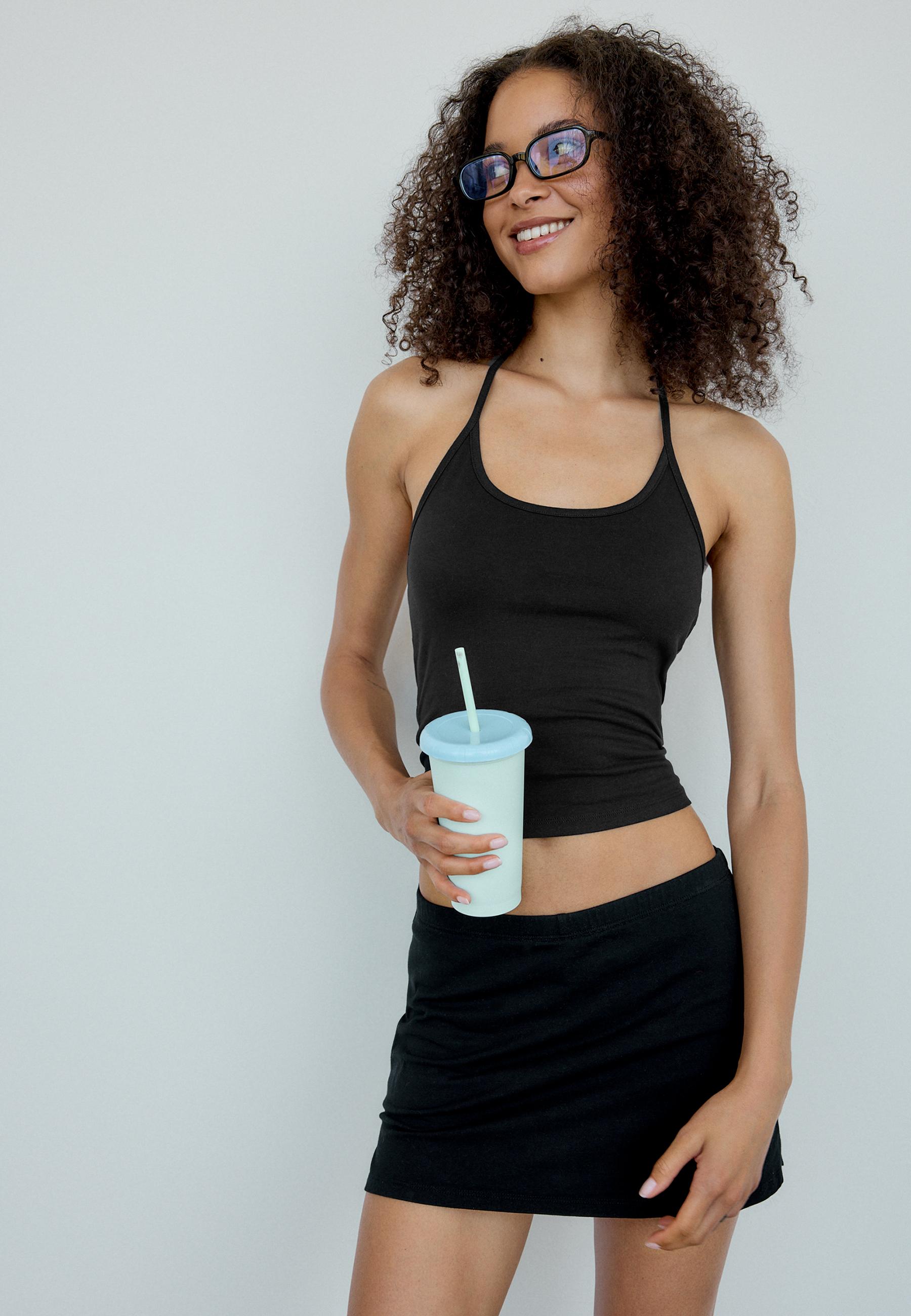 Knit halter top — Black