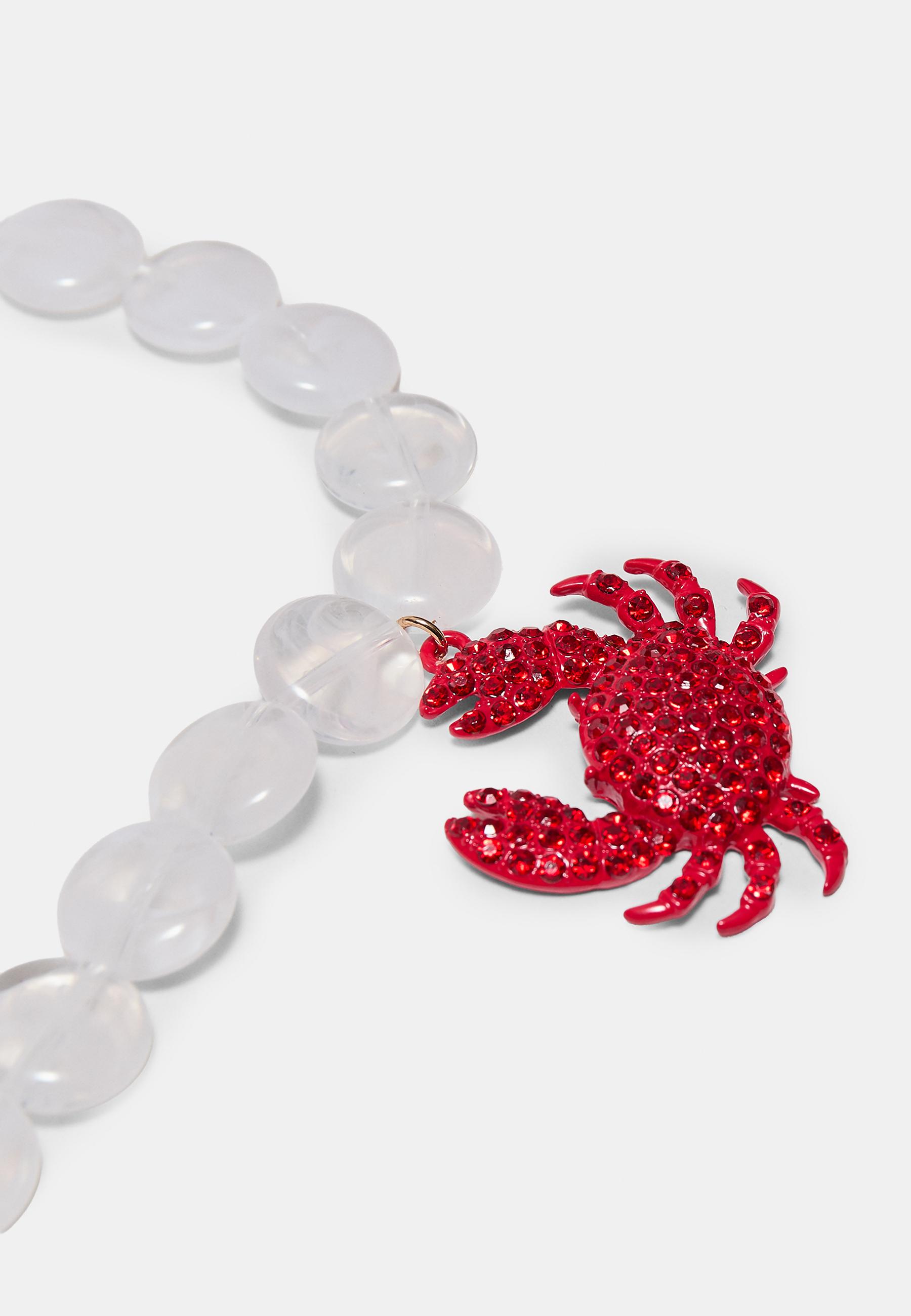 Rhinestone crab necklace — Red