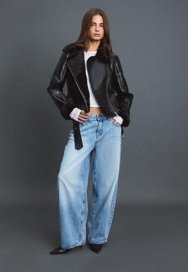 Double-faced biker jacket with belt — Black 2