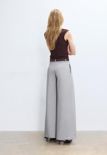 Maxi-darted trousers with belt — Grey melange 5