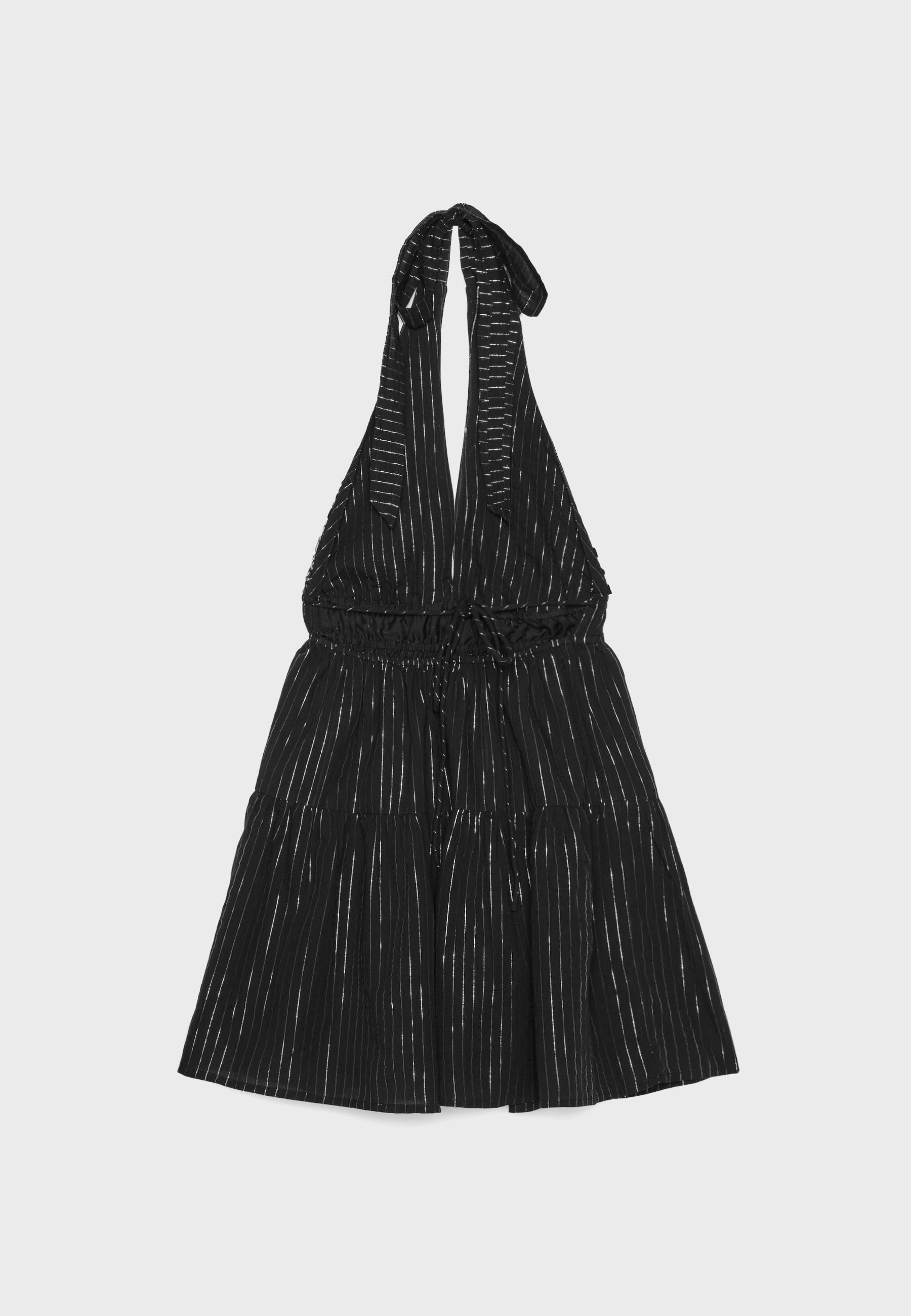 Beaded short halter dress — Black