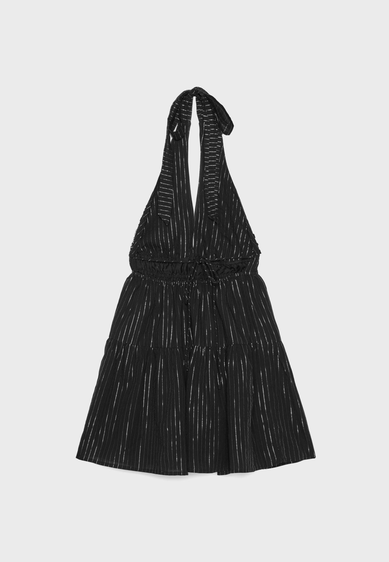 Short halter dress with beads — Black
