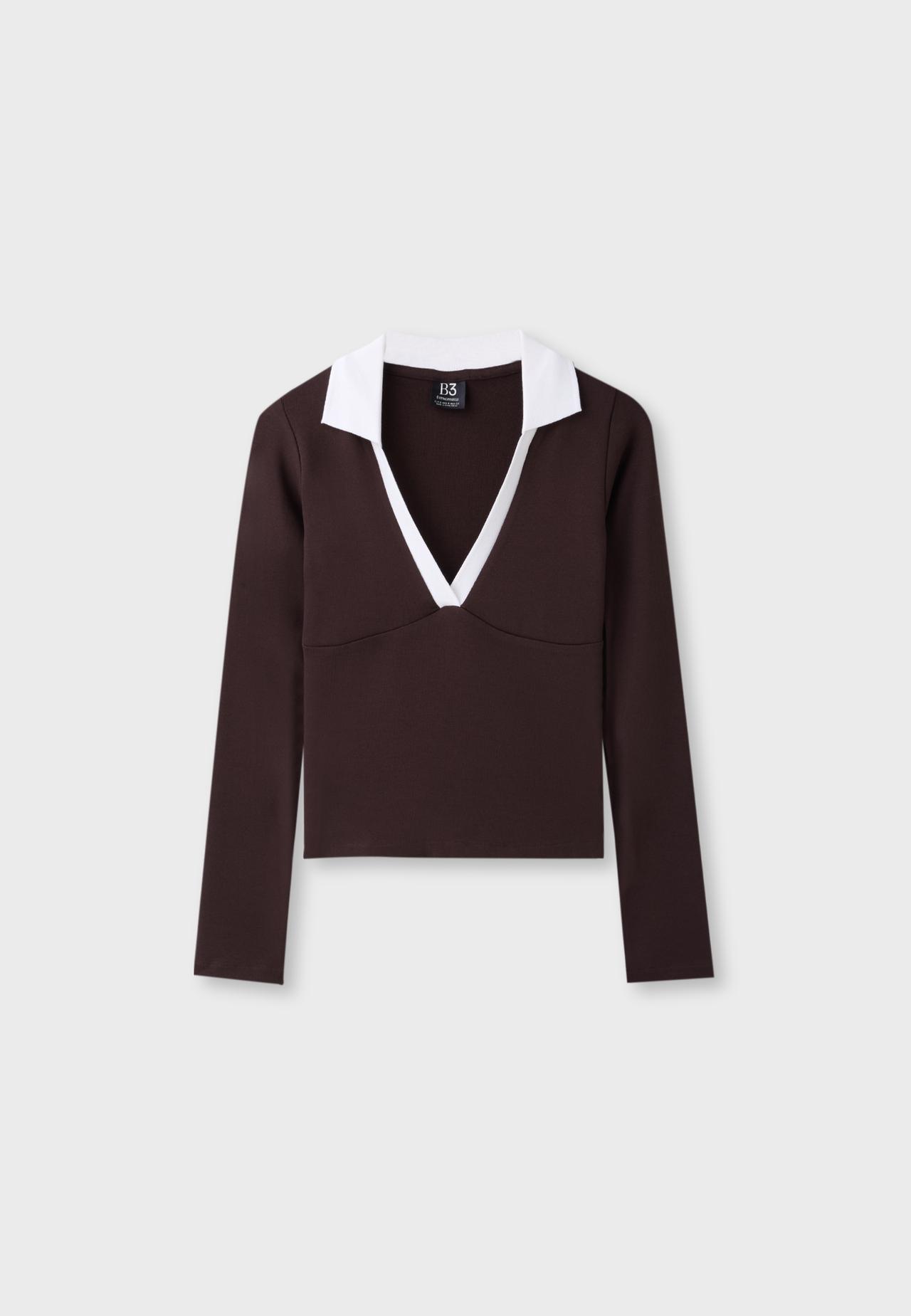 B03 Stretch polo T-shirt — Brown