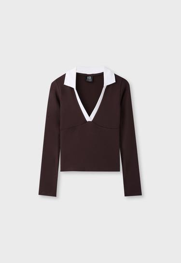 B03 Stretch polo T-shirt — Brown 7