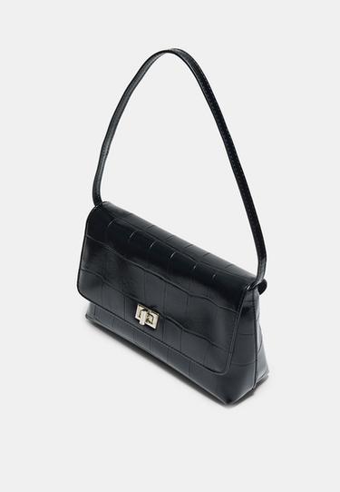 Crossbody bag with flap and clasp — Black 3