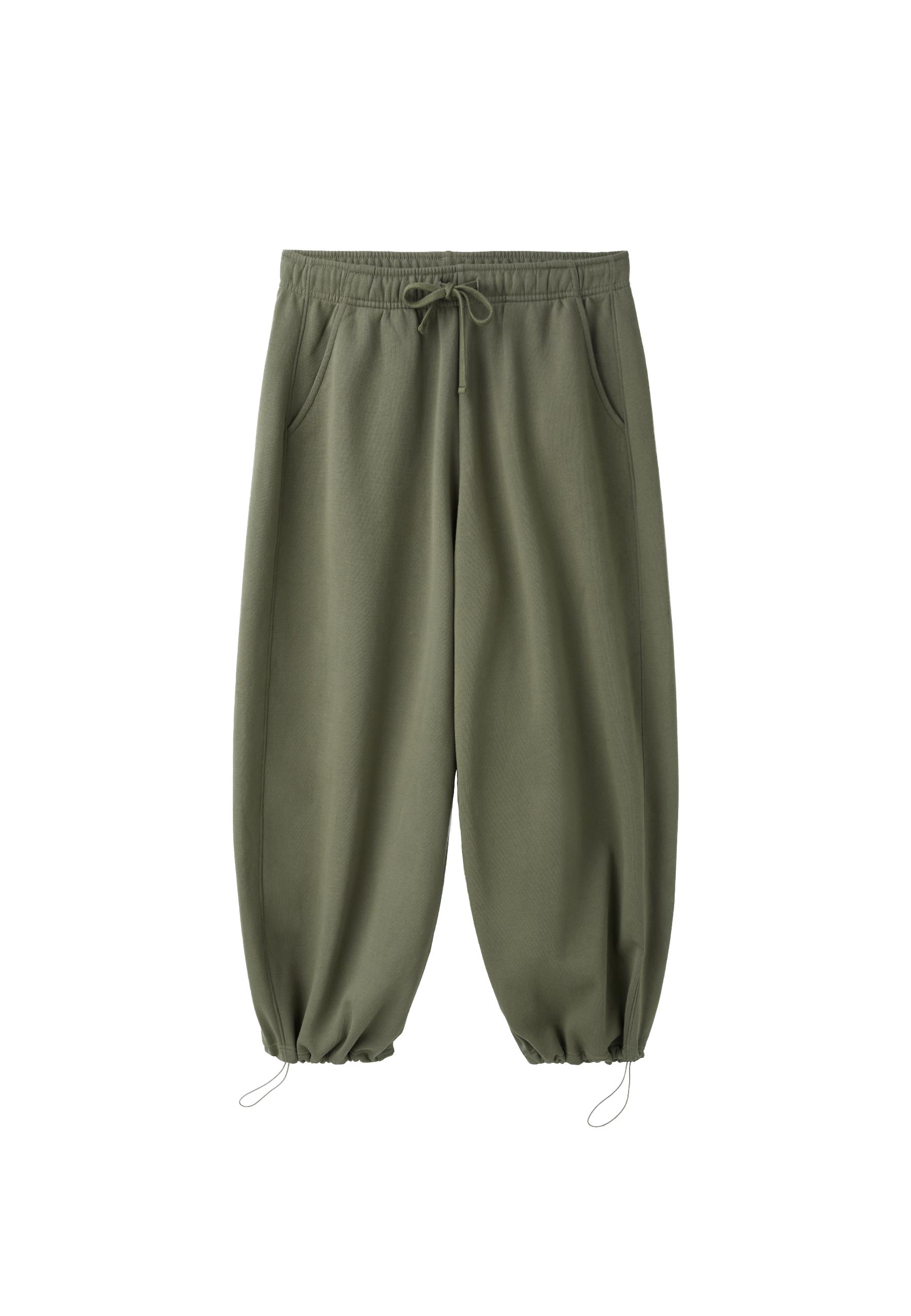 Plush jogger trousers with toggles — Khaki