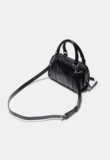 Leather effect bowling crossbody bag — Black 3