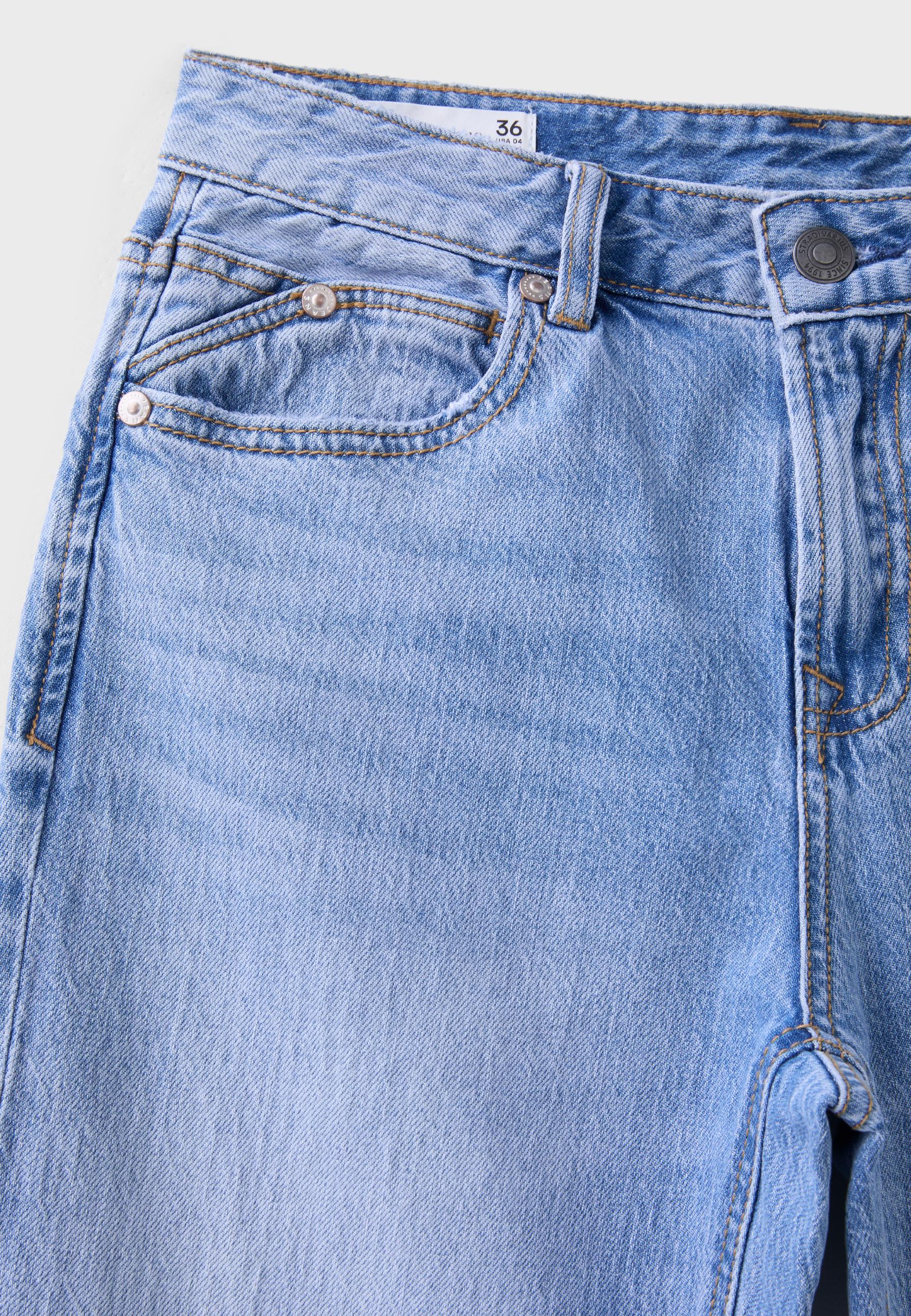 Stradivarius D98 vintage efektli straight fit jean görsel 2