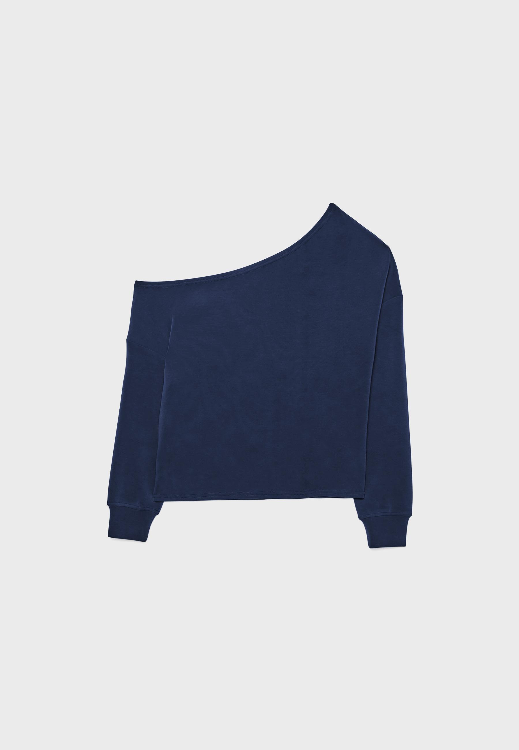 Soft-touch off-the-shoulder sweatshirt — Dark blue