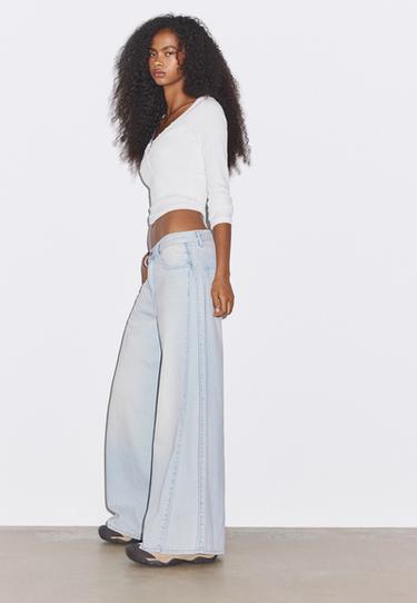 Wide-leg pleated jeans — LIGHT BLEACH 6