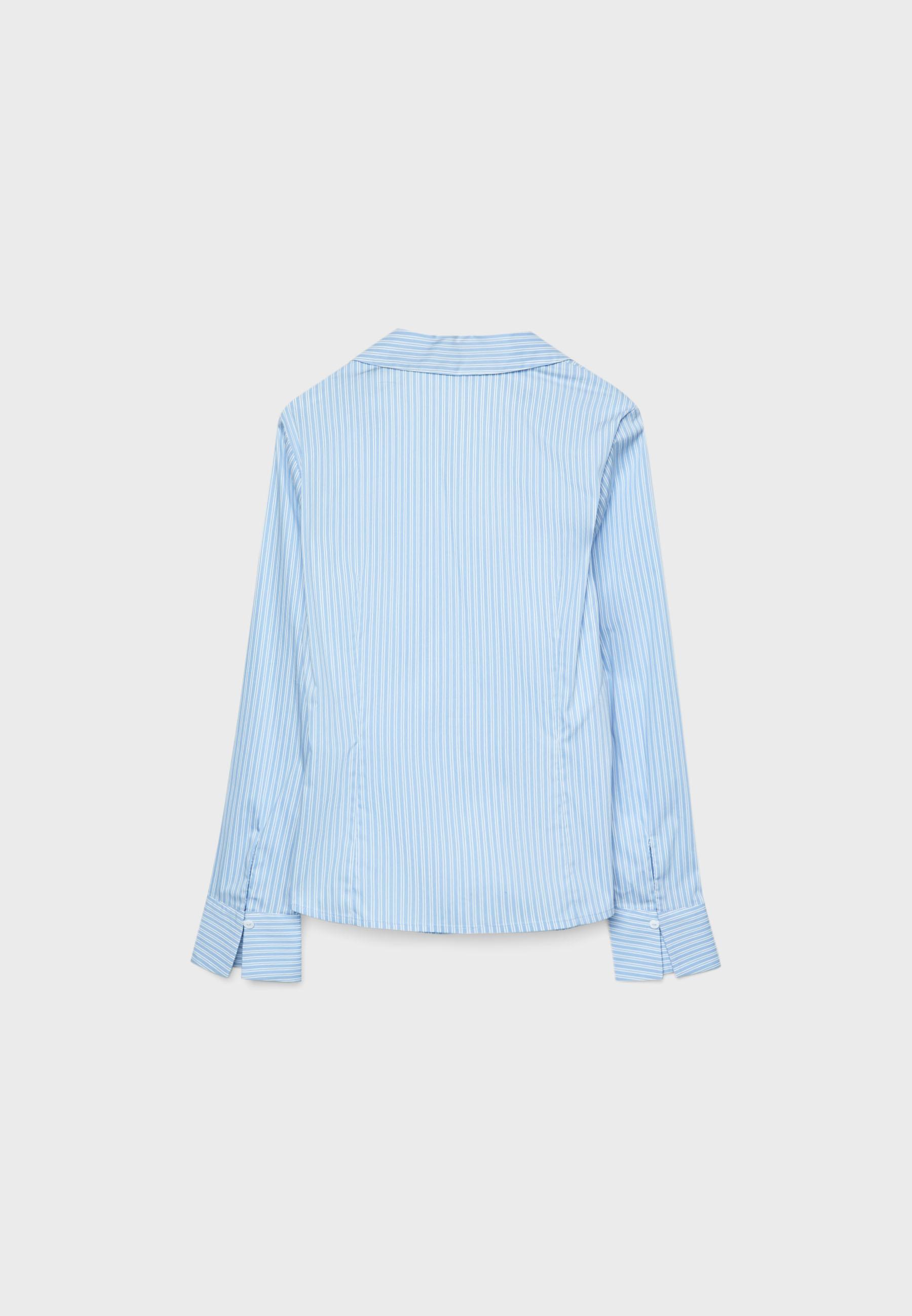 Basic striped fitted shirt — Sky blue