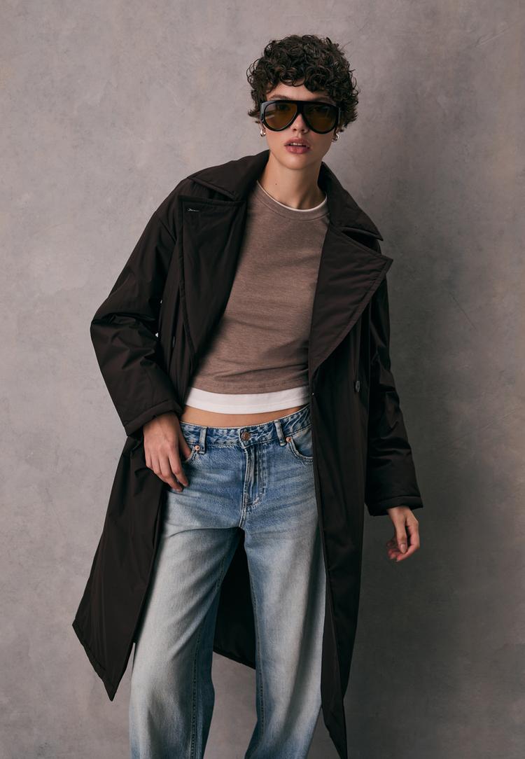 long quilted trench coat