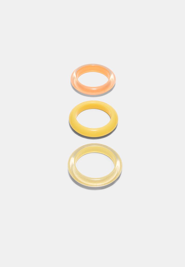 Set mit 3 Armbändern aus glänzendem Acetat Orange OS