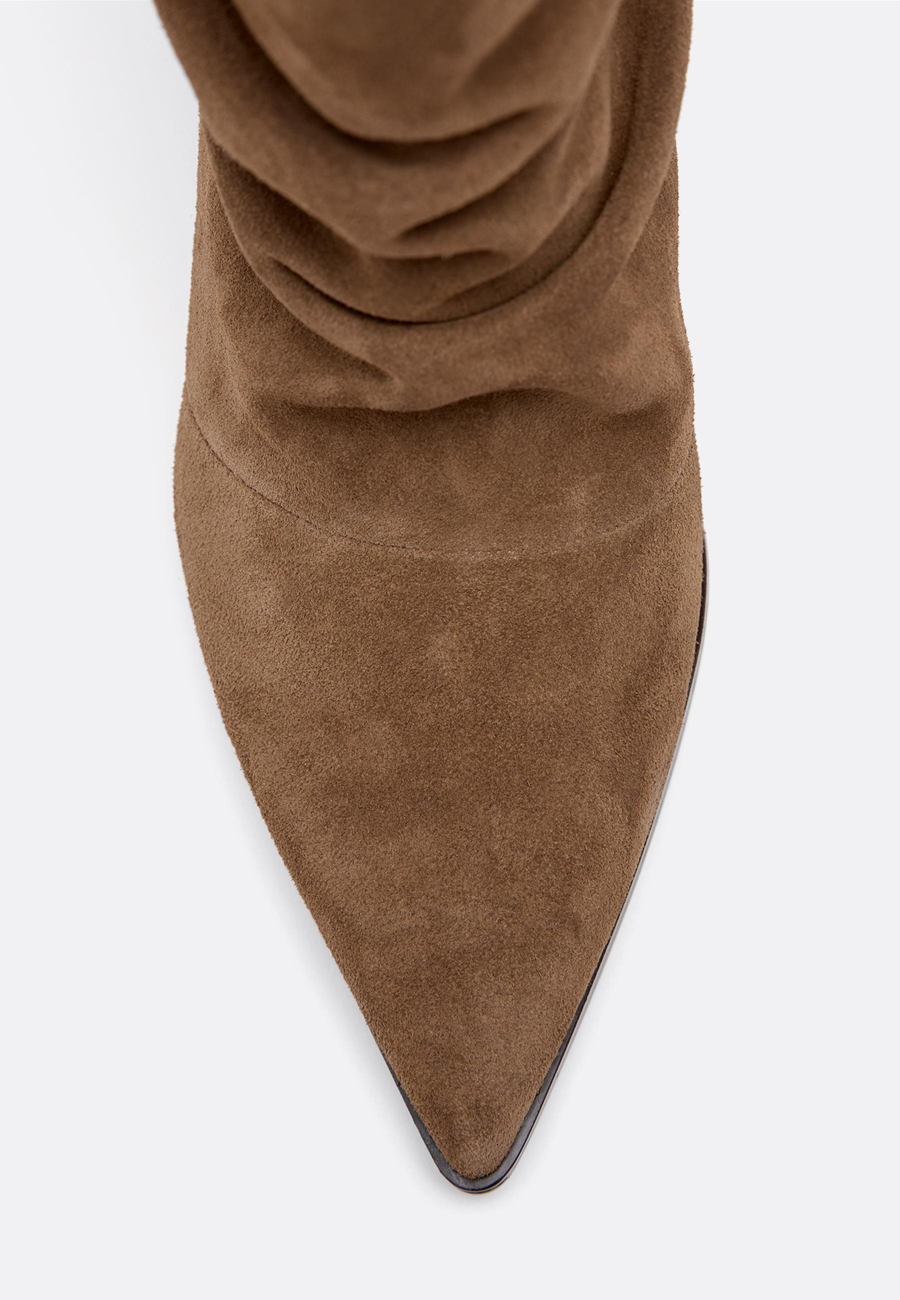 Slouchy leather heeled ankle boots — BROWN