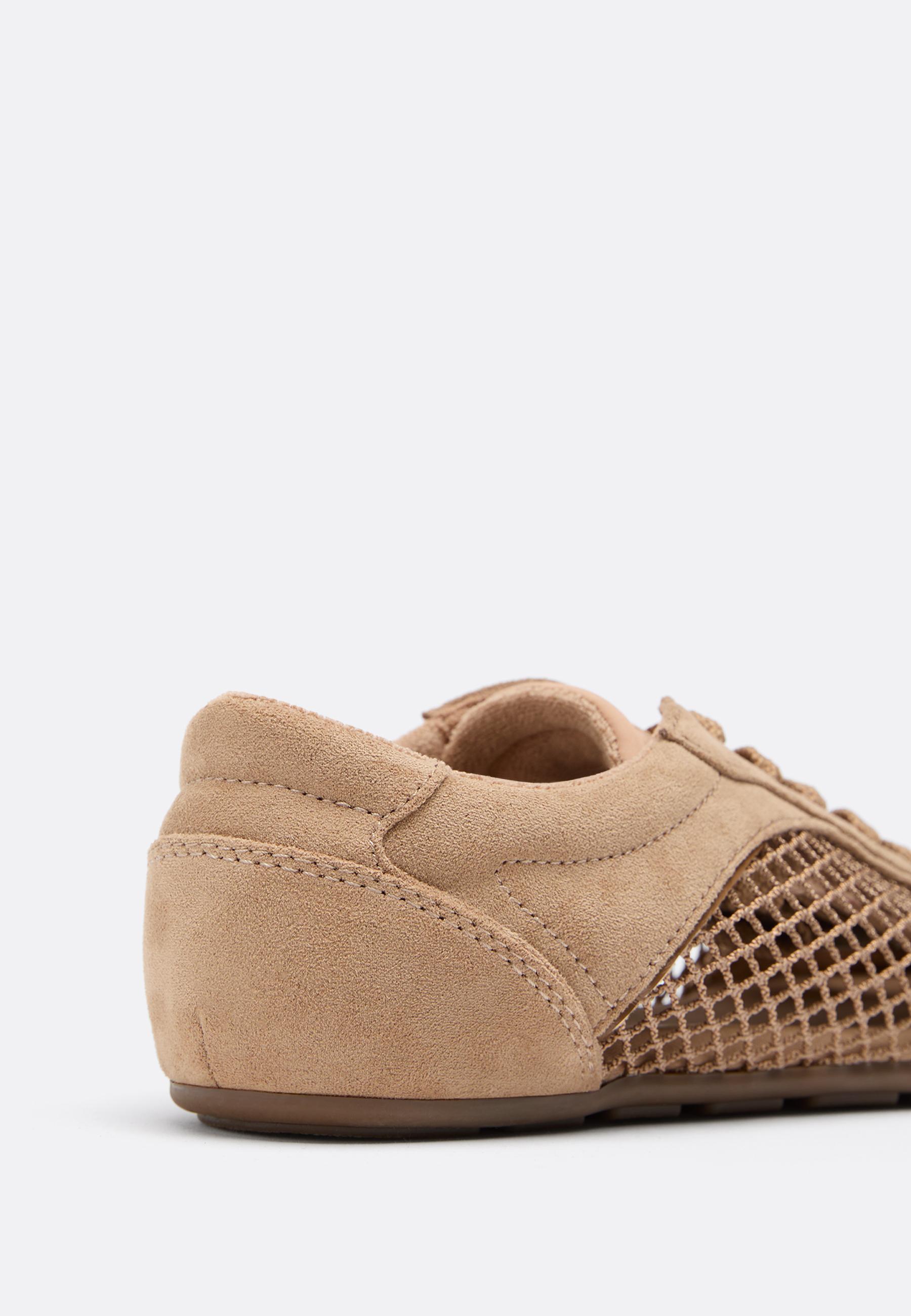 Faux suede mesh trainers — BEIGE
