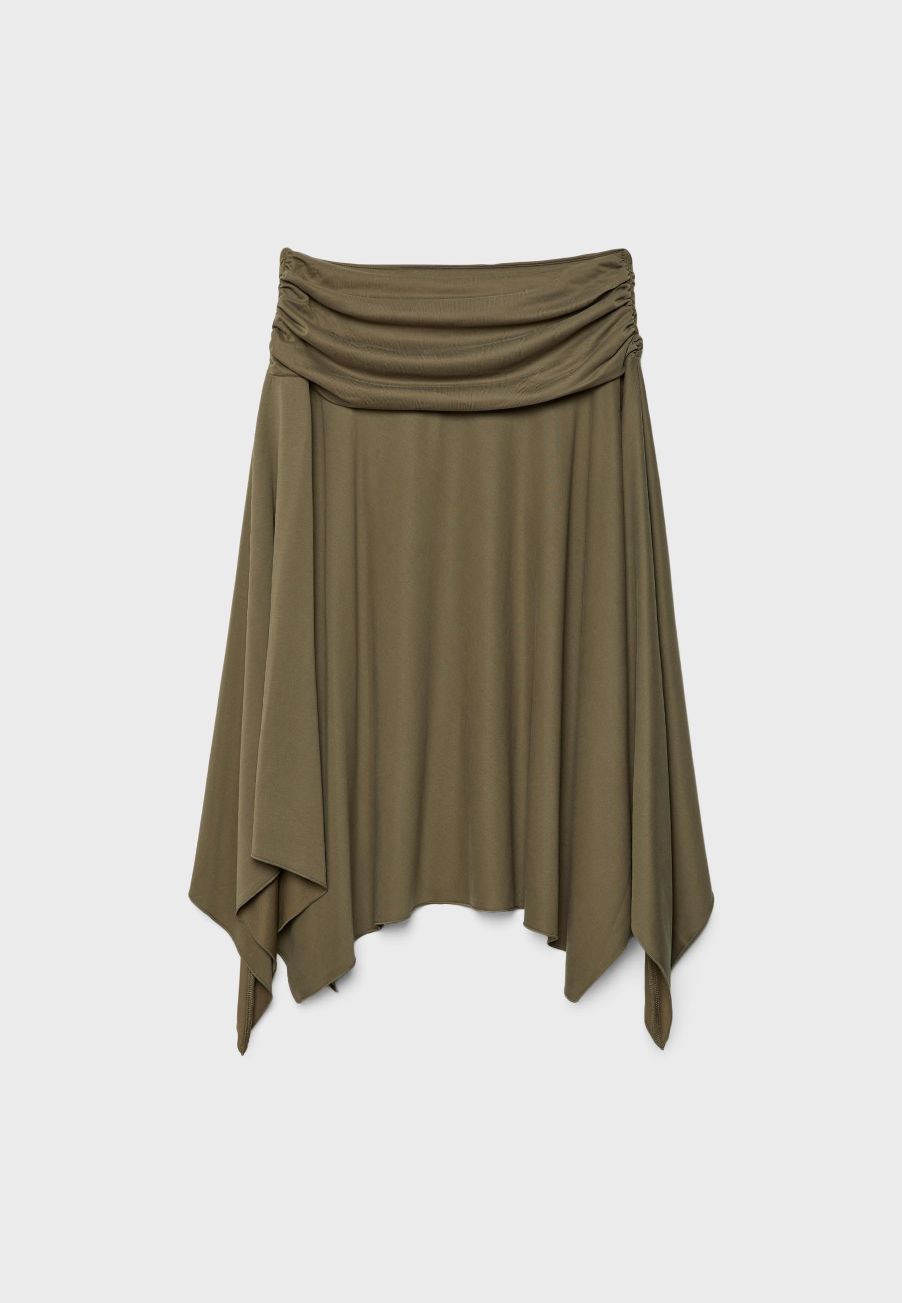 Asymmetric midi skirt — Khaki