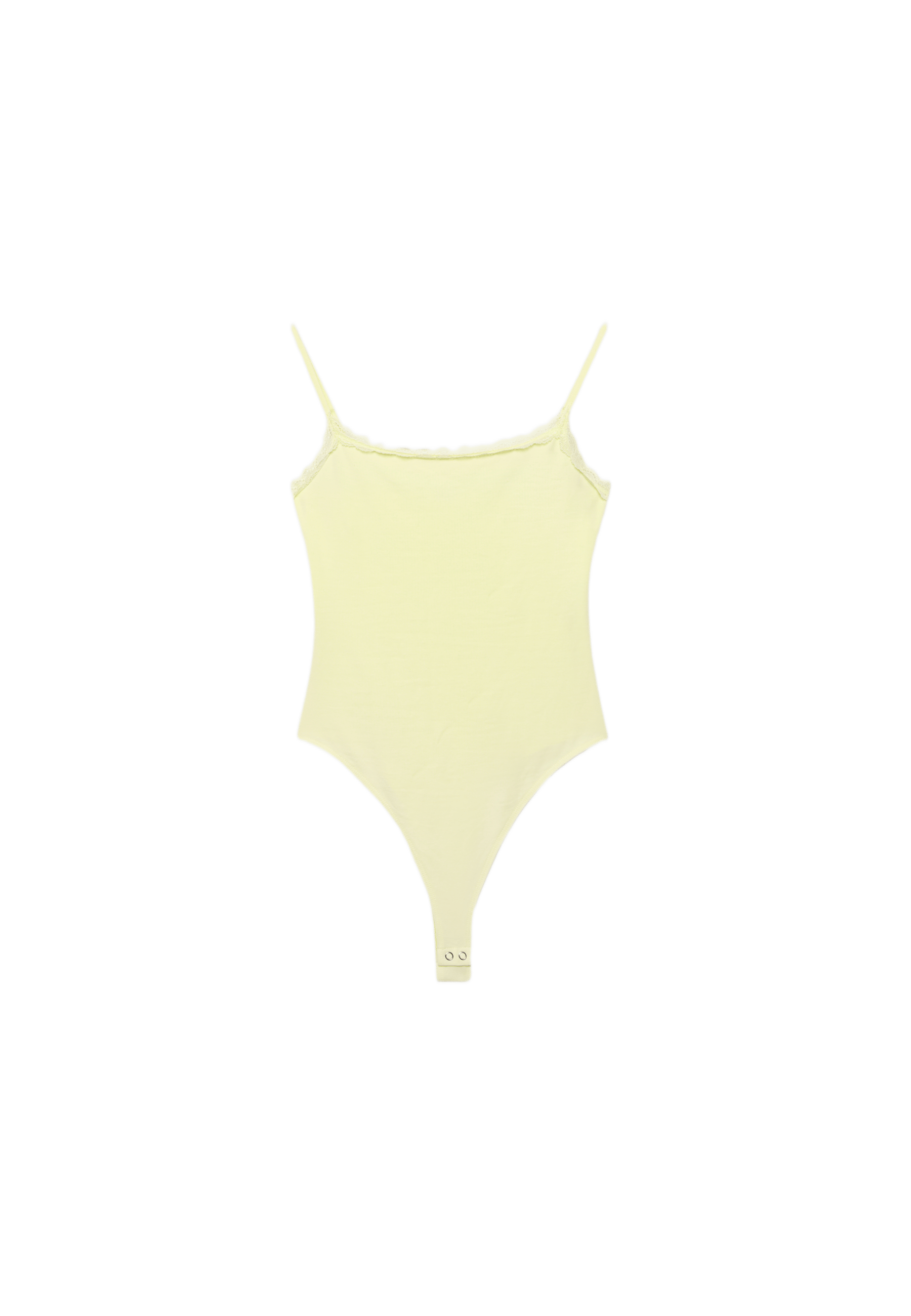 Bodysuit with blonde lace detail — Pastel yellow