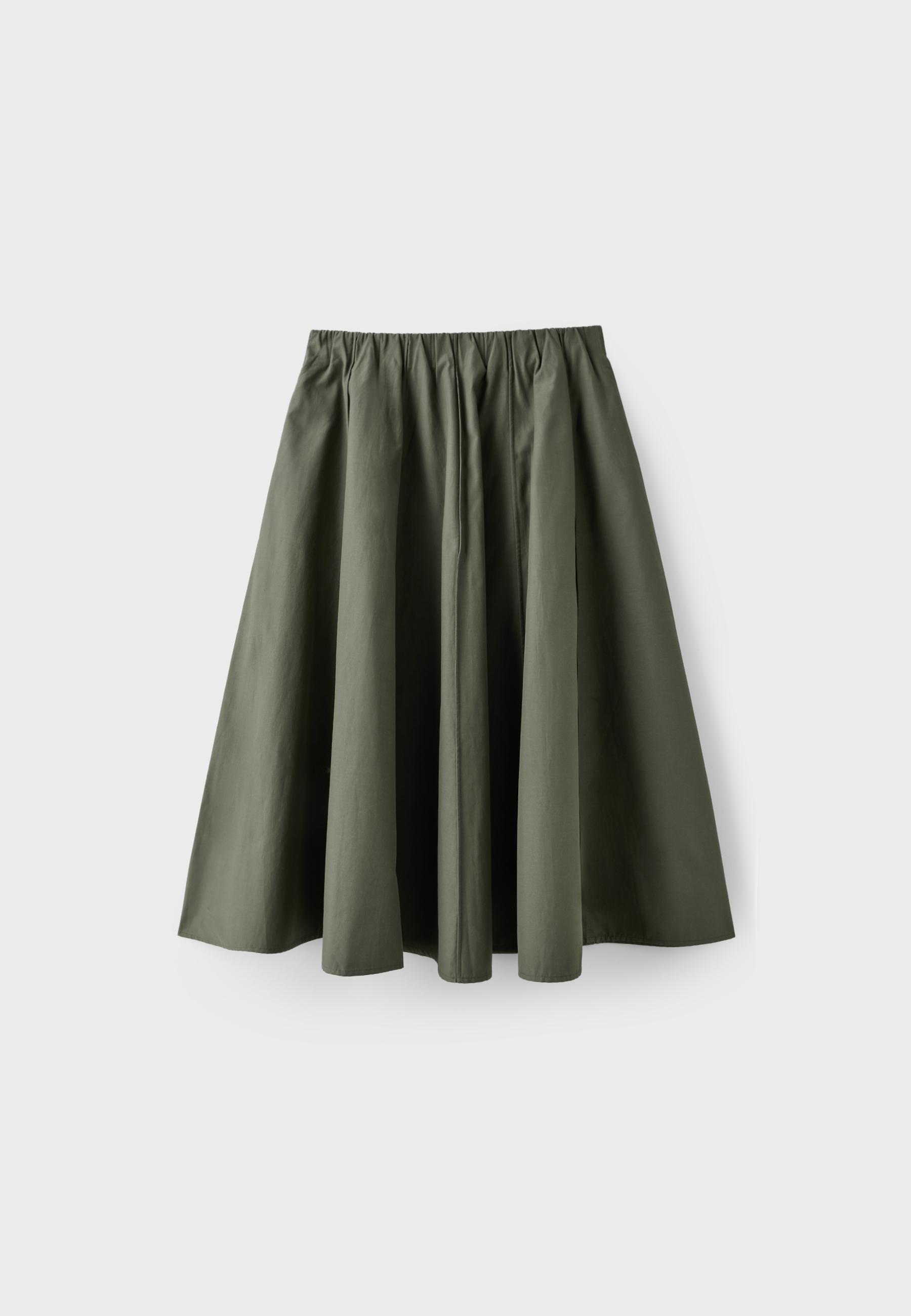 Poplin seamed A-line skirt — Khaki