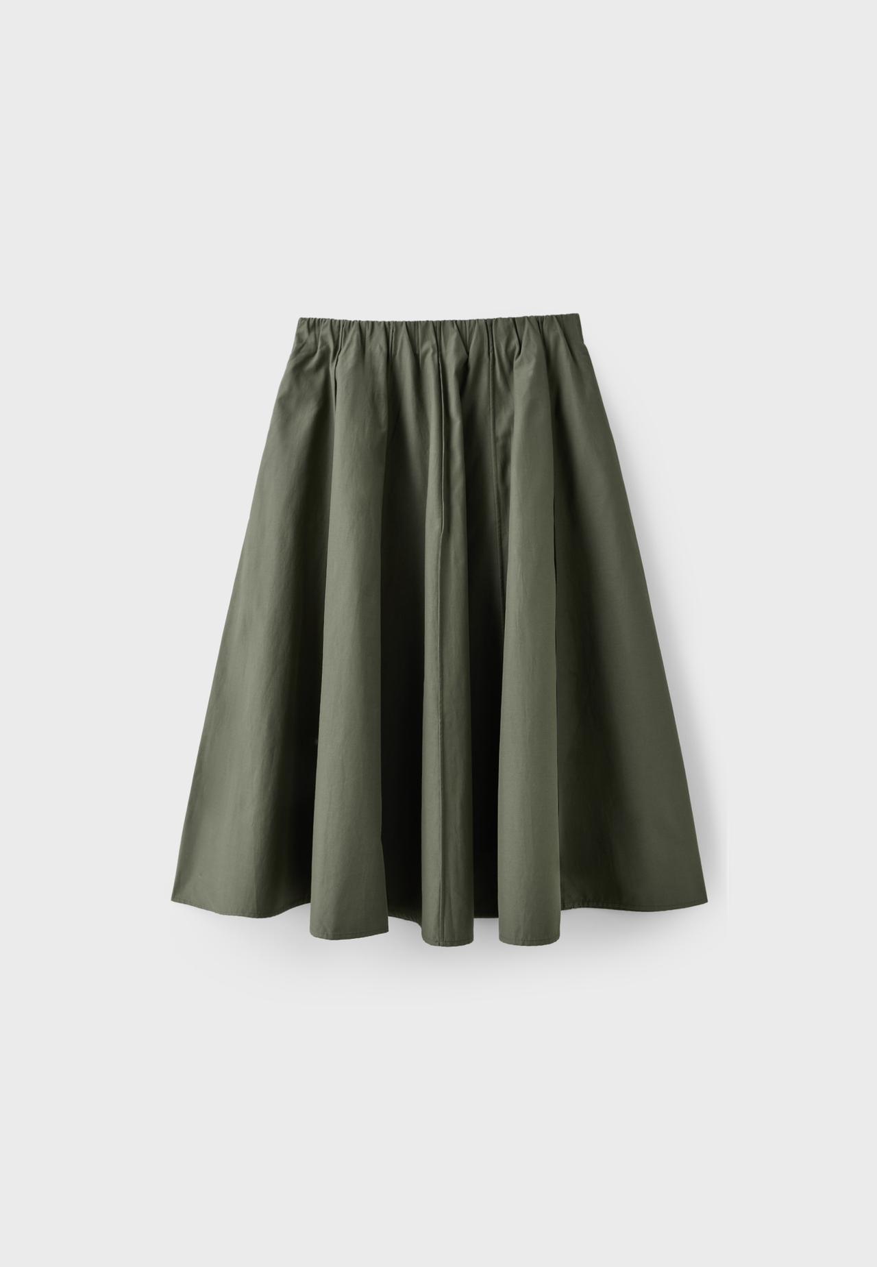 Poplin seam A-line skirt — Khaki
