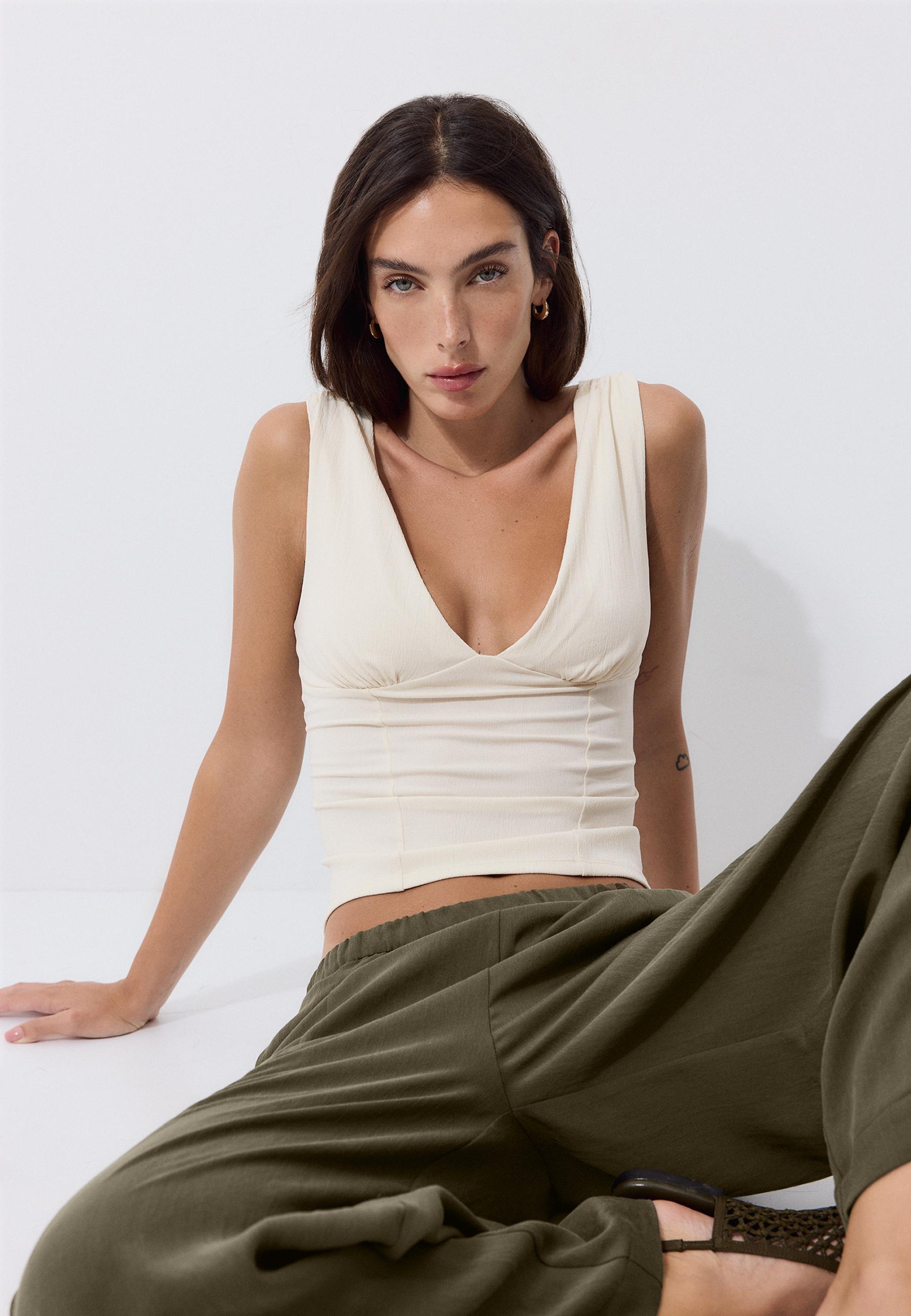 Fitted wide-strap top — Ice