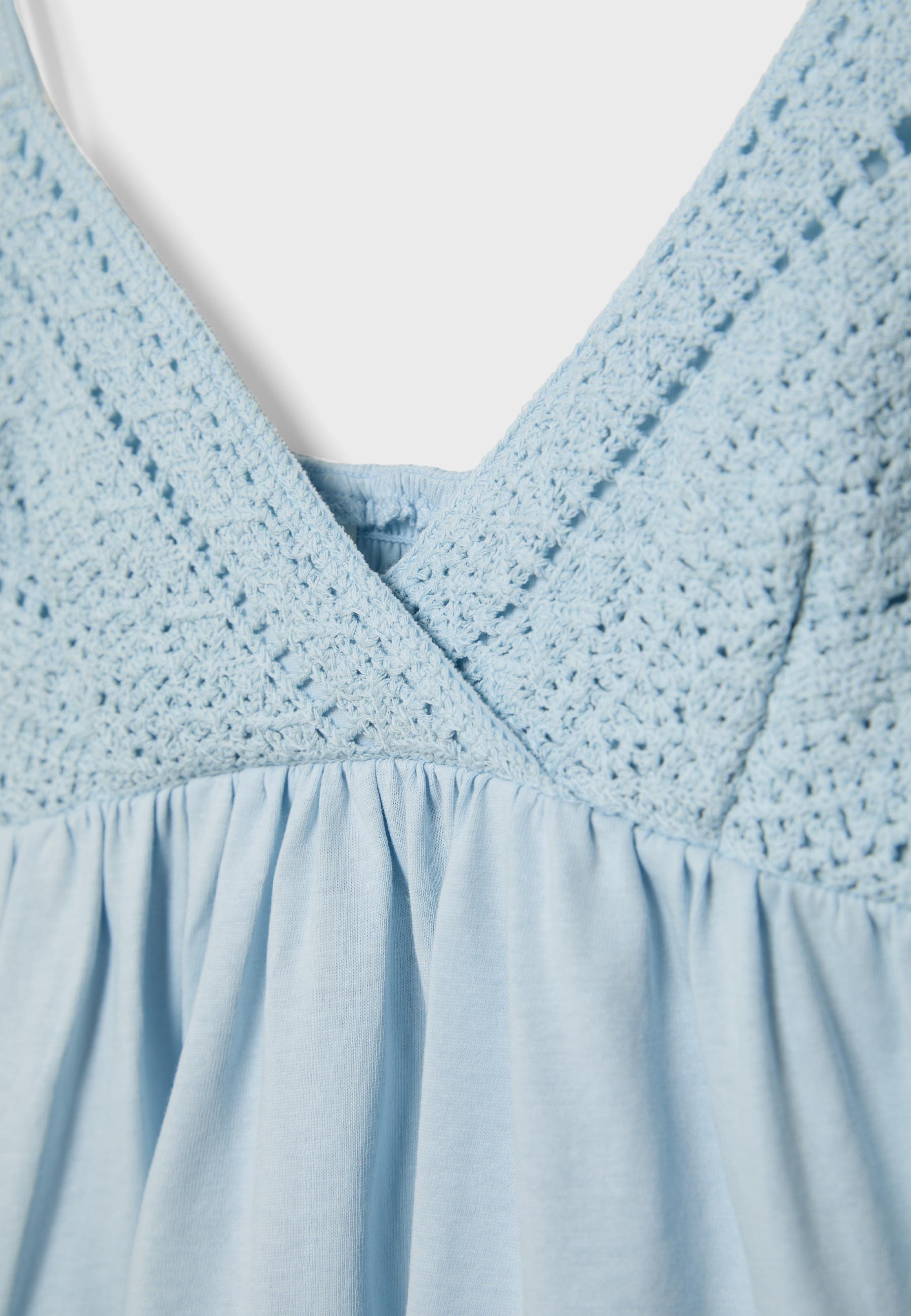Crochet strappy top — Sky blue