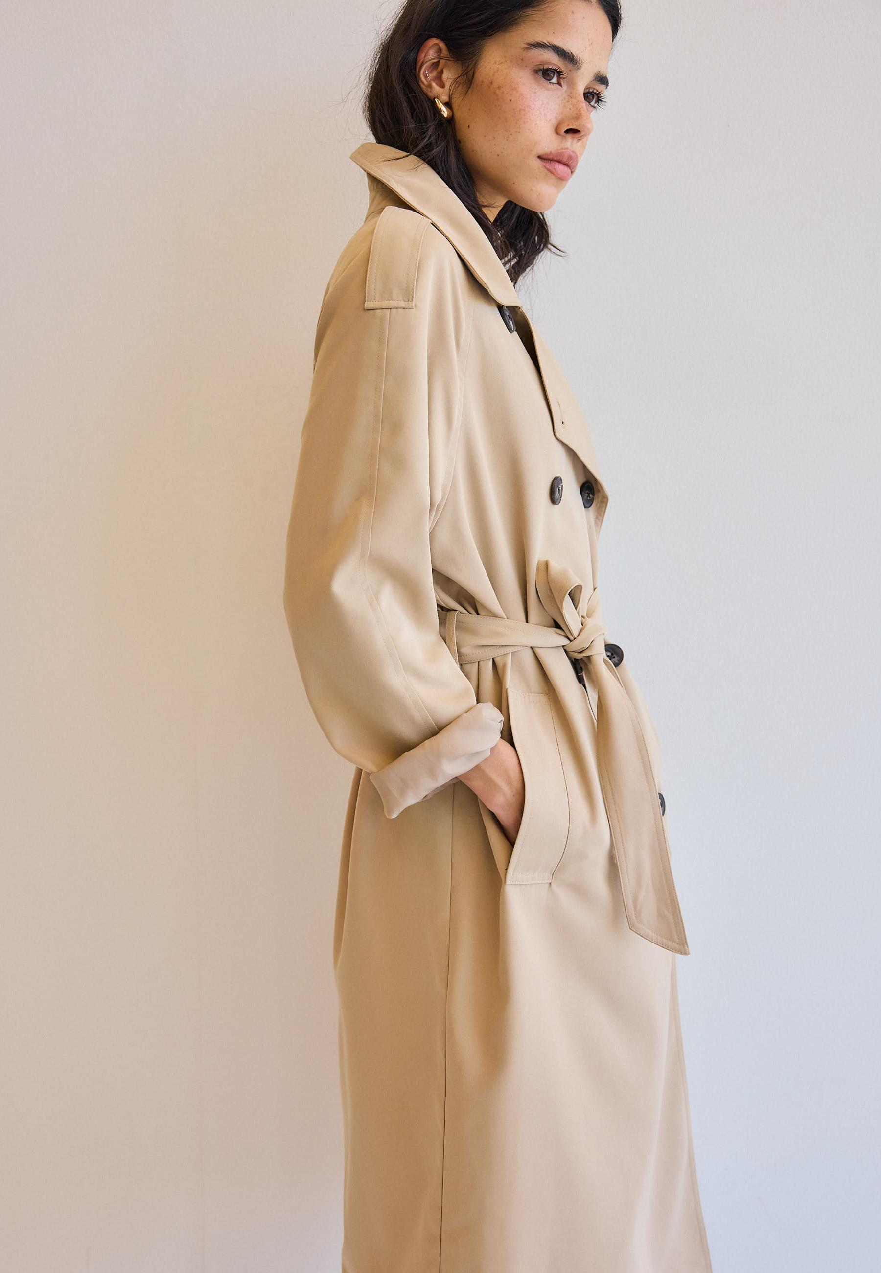 Long flowing trench coat — Stone
