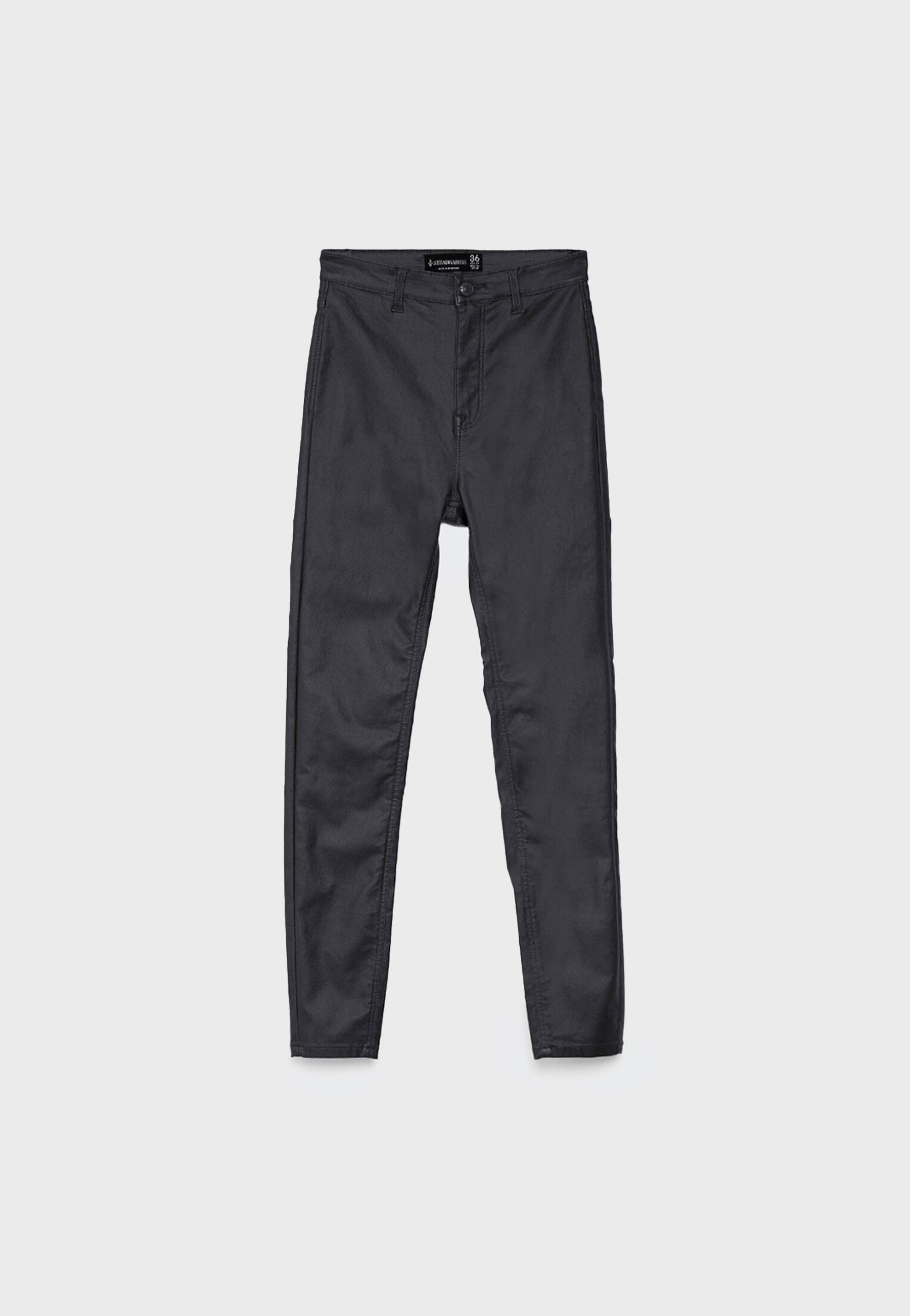 Super high waist coated trousers — Black