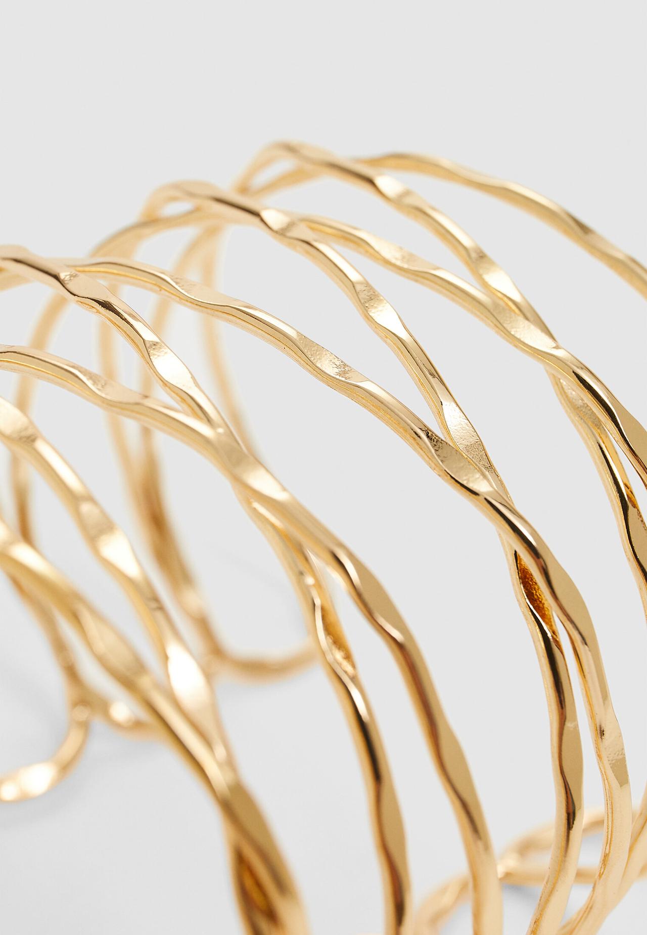 Crossover rigid round arm cuff — Gold