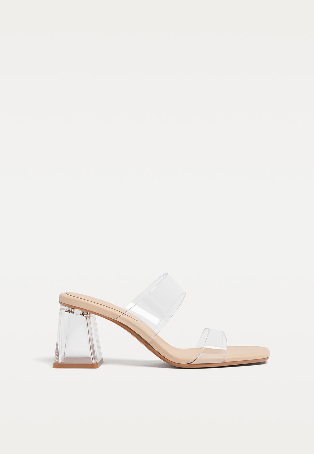 Block heel vinyl sandals