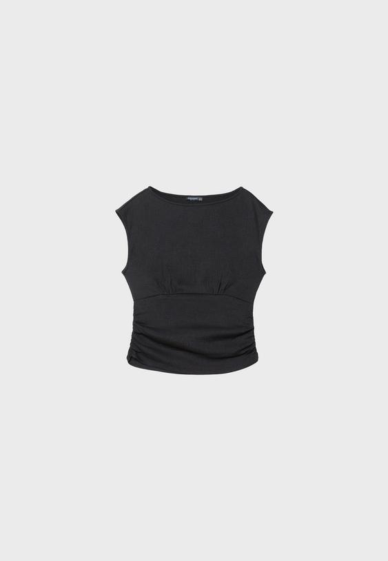 Buruşuk dokulu kısa kollu t-shirt_6