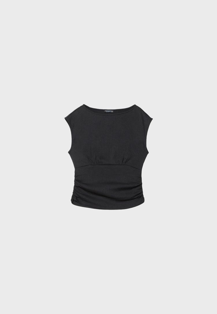 Buruşuk dokulu kısa kollu t-shirt_6