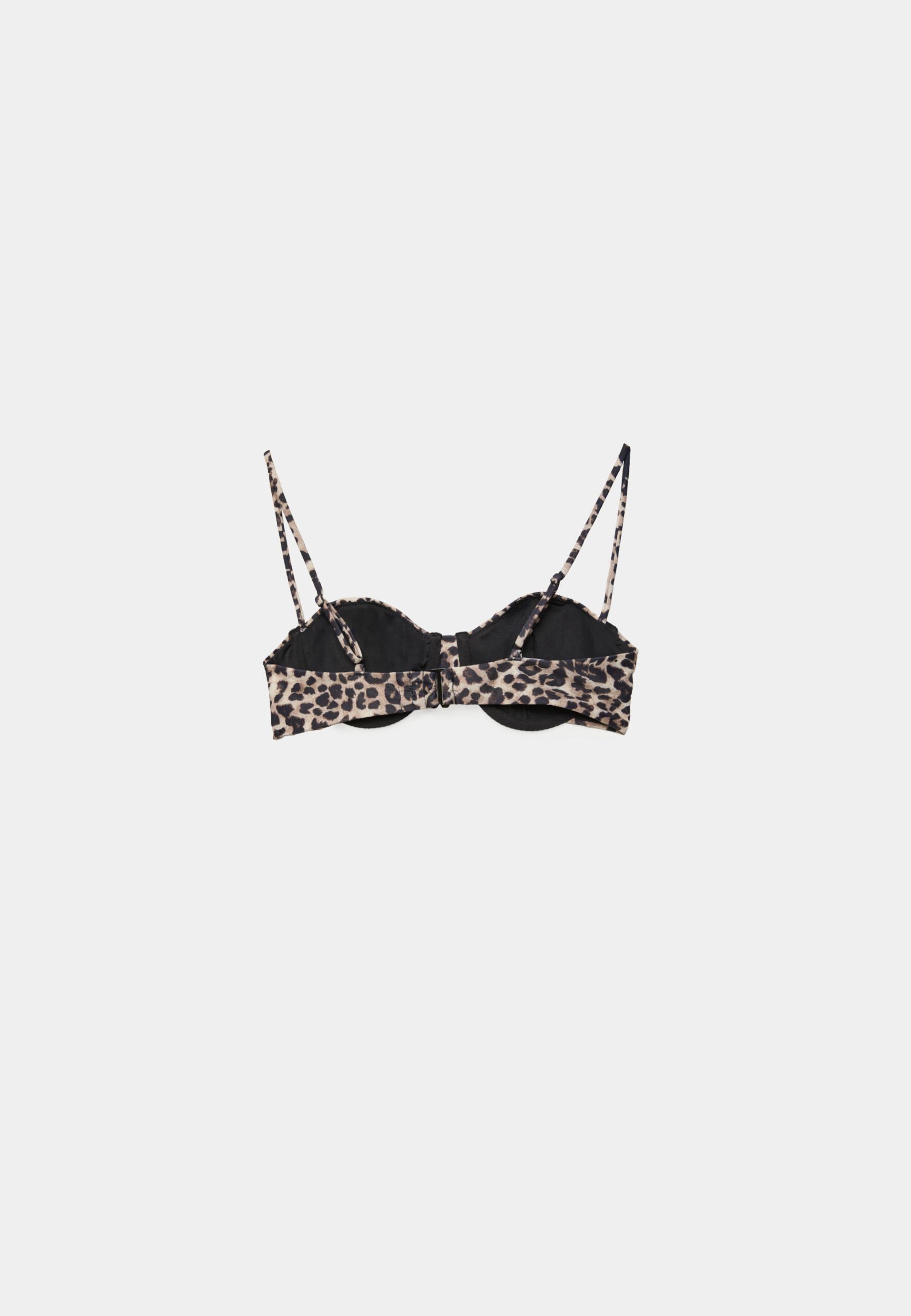 Balconette animal print bikini top — Beige