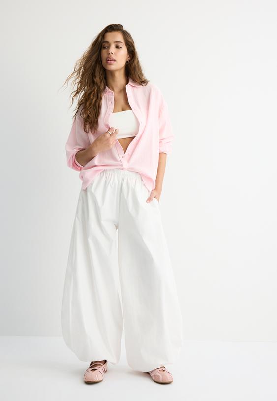 camisa fluida efecto lino