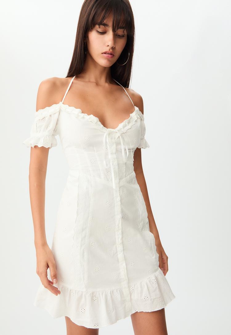 robe fluide courte brodee