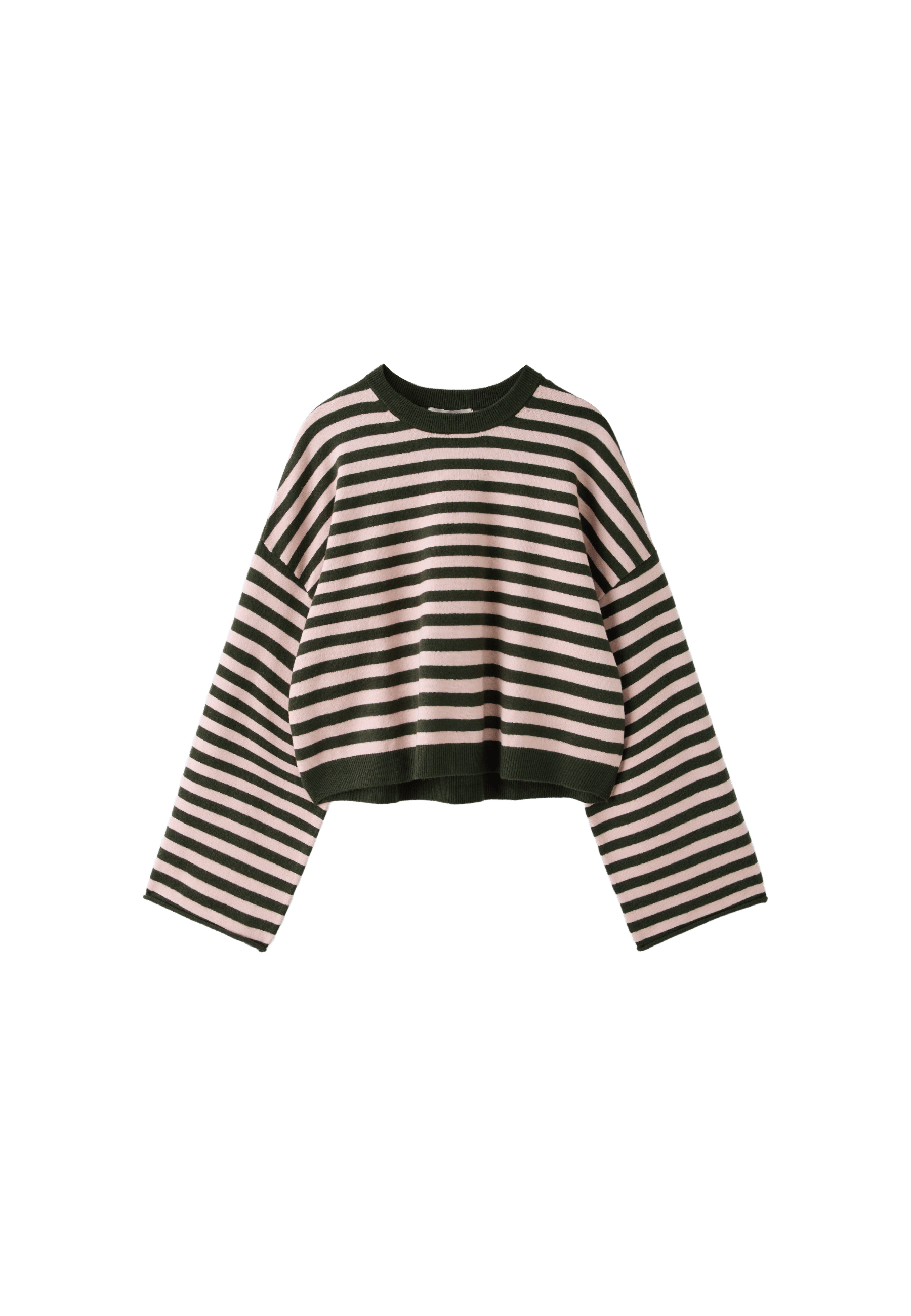Wide sleeve cropped knit jumper — Khaki