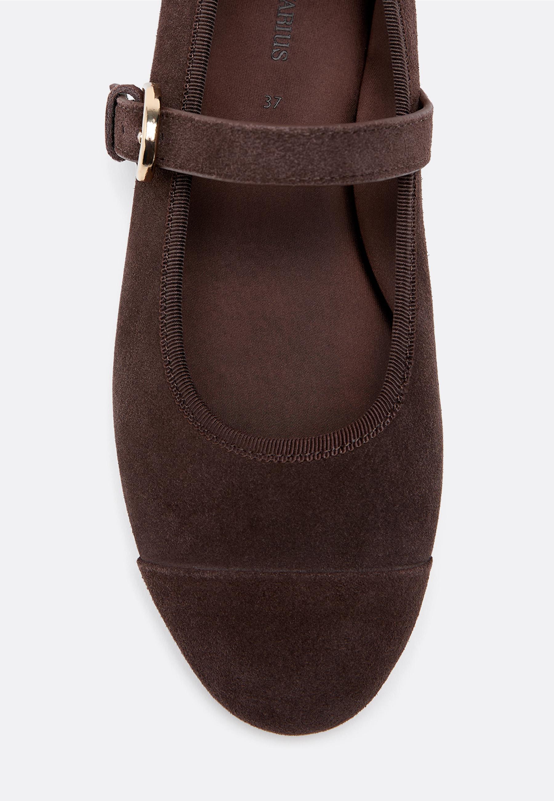 Leather toecap ballerina flats — BROWN