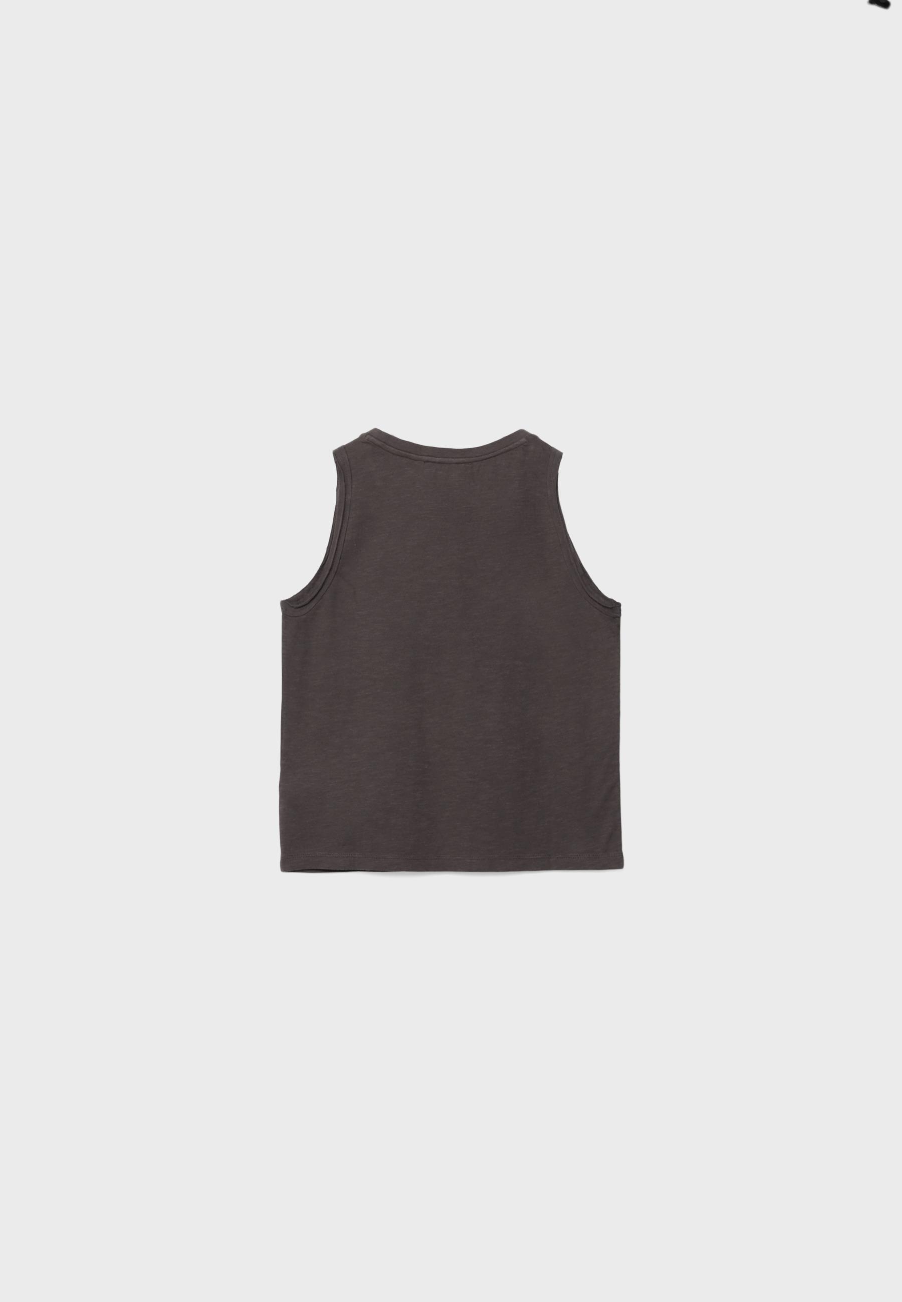 Sleeveless T-shirt with stud embroidery — Brown