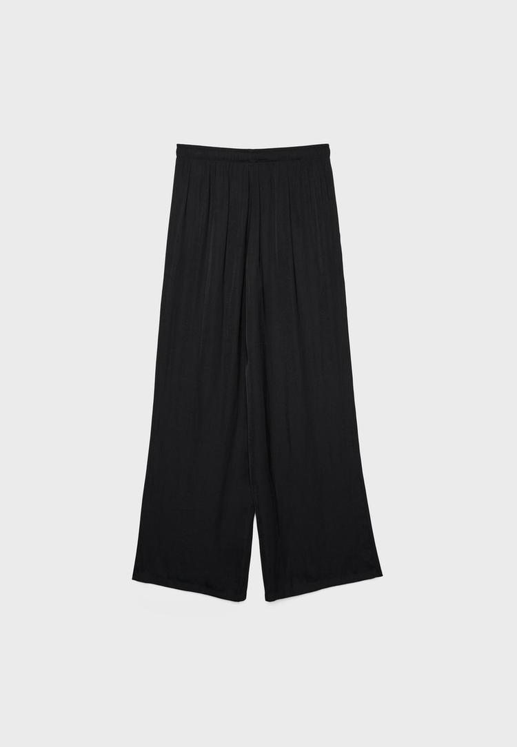 Dökümlü saten pantolon_0