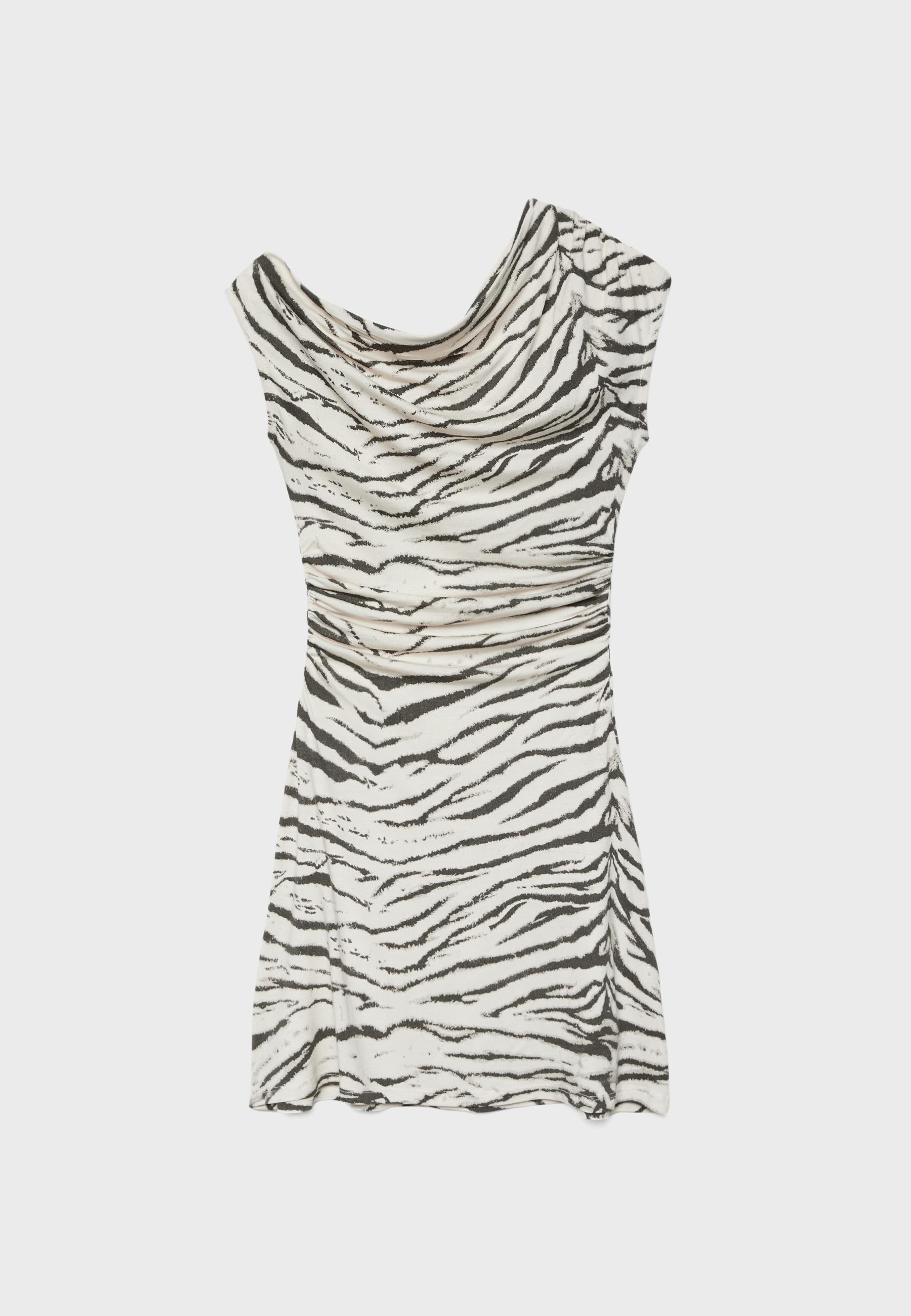 Asymmetric short dress — GREY DENIM WASH