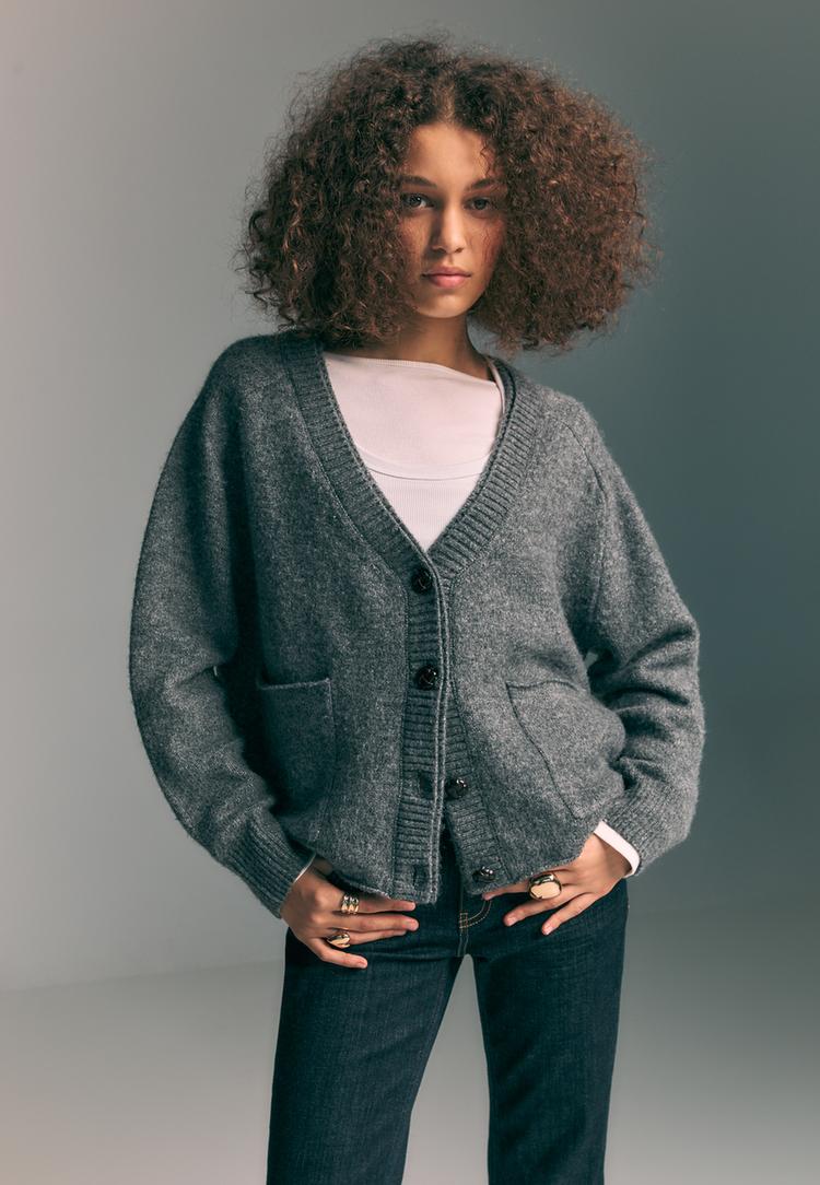 tricot vest met dubbele kraag